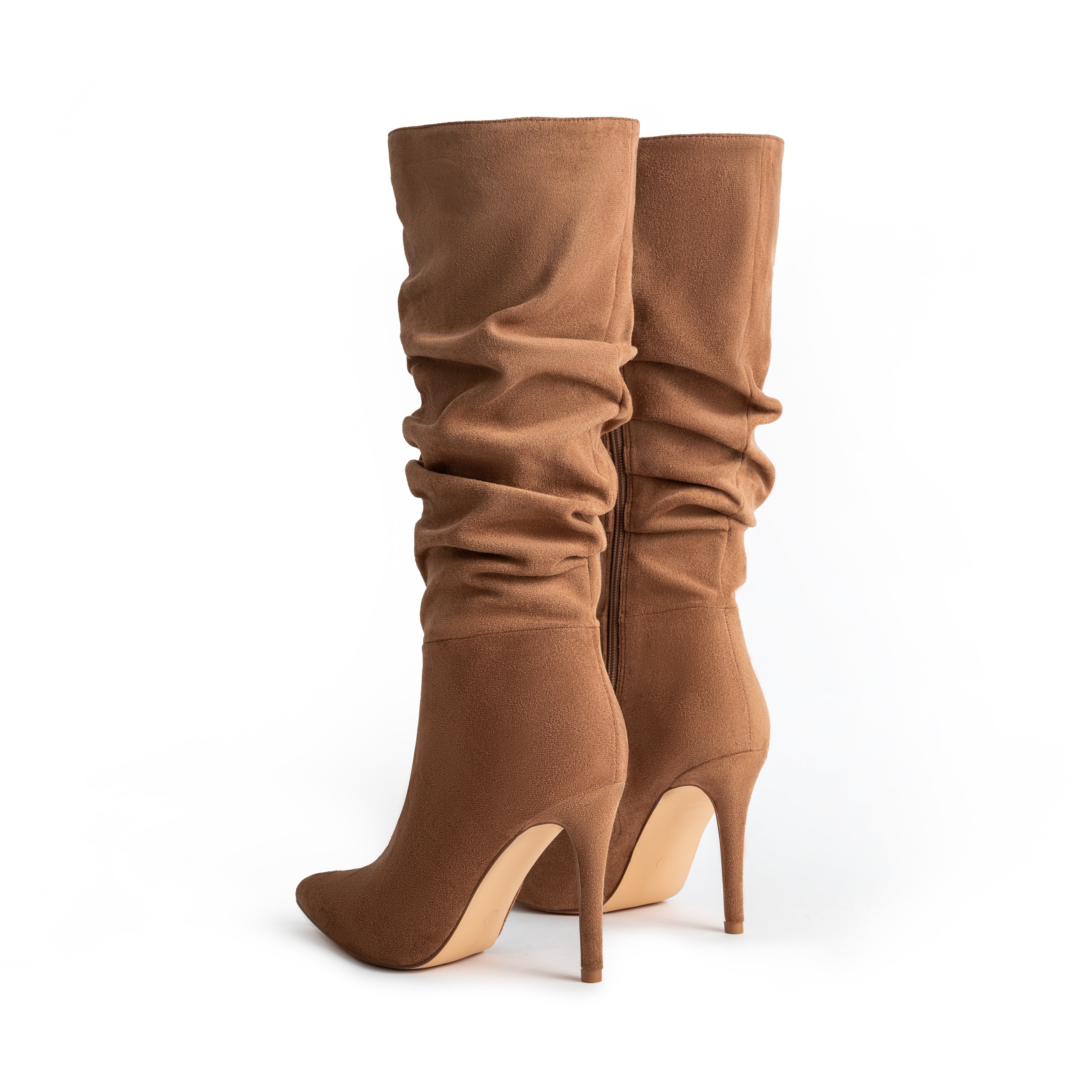 Stylish Women's Long Boots - Pleated Design, /MH