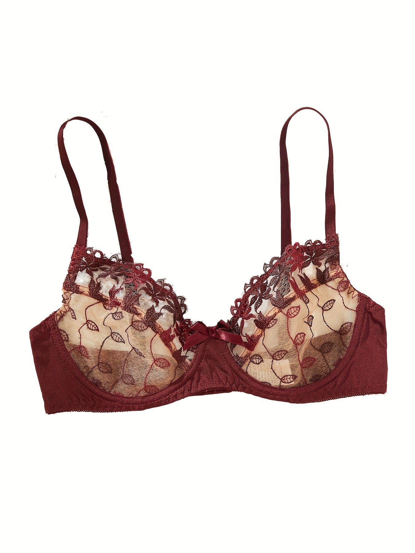 Contrast Lace Bow Bra & Panty, Bra & Panties Lingerie Set,/MH