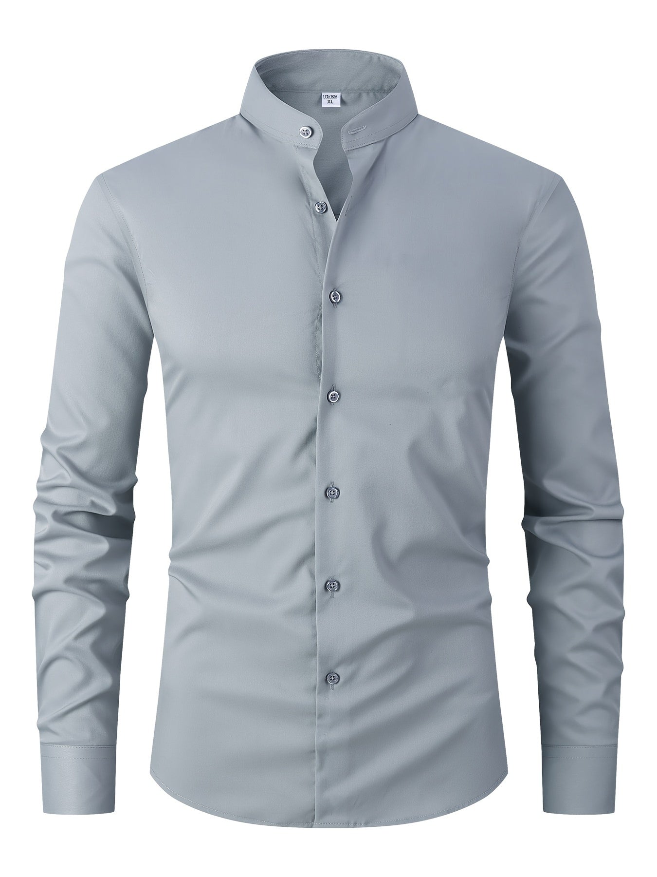 Men's Solid Color Mandarin Collar Design Dress Shirts,