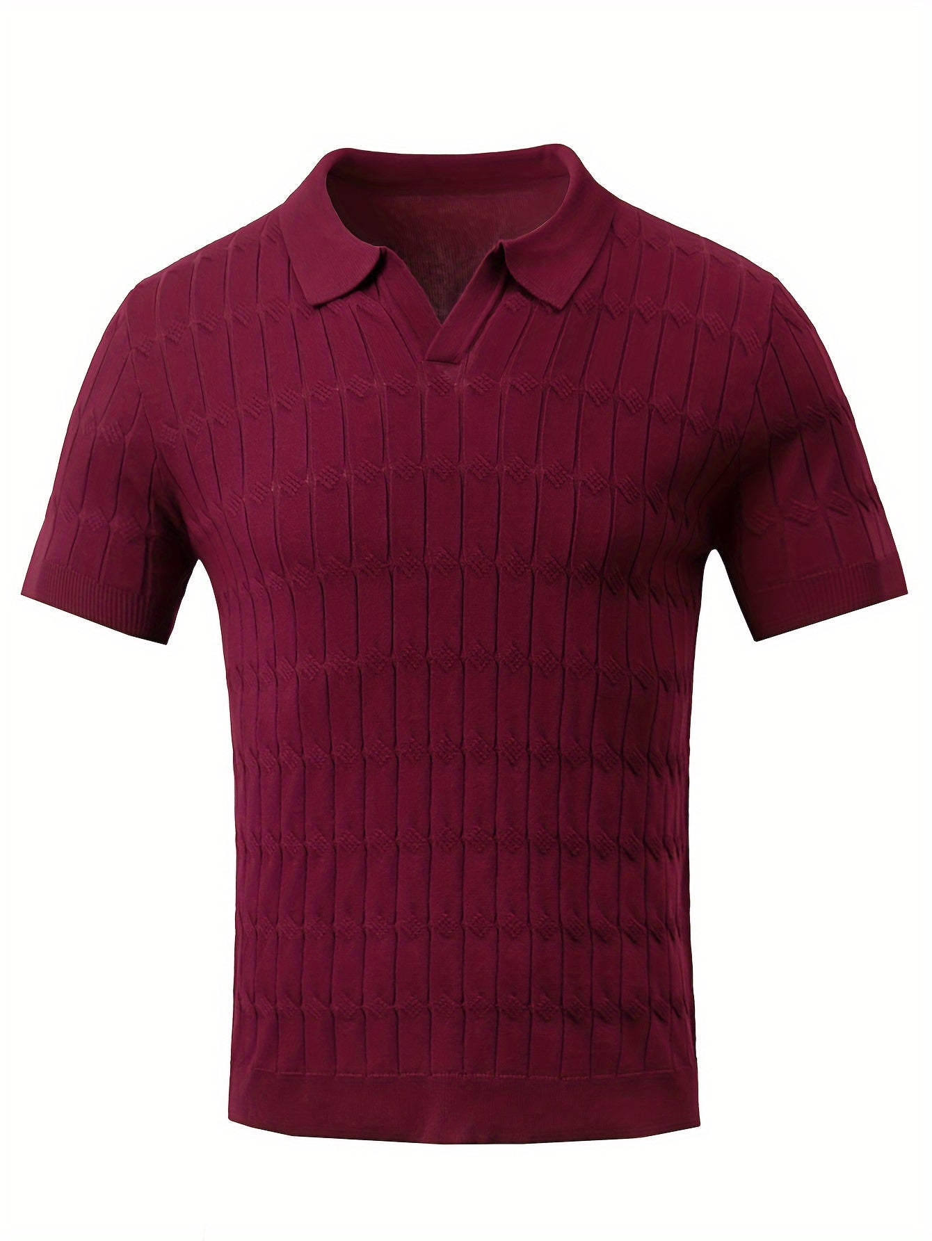 Chic Knit Shirt, Men's Casual Lapel Mid Stretch V-Neck Pullover Sweater