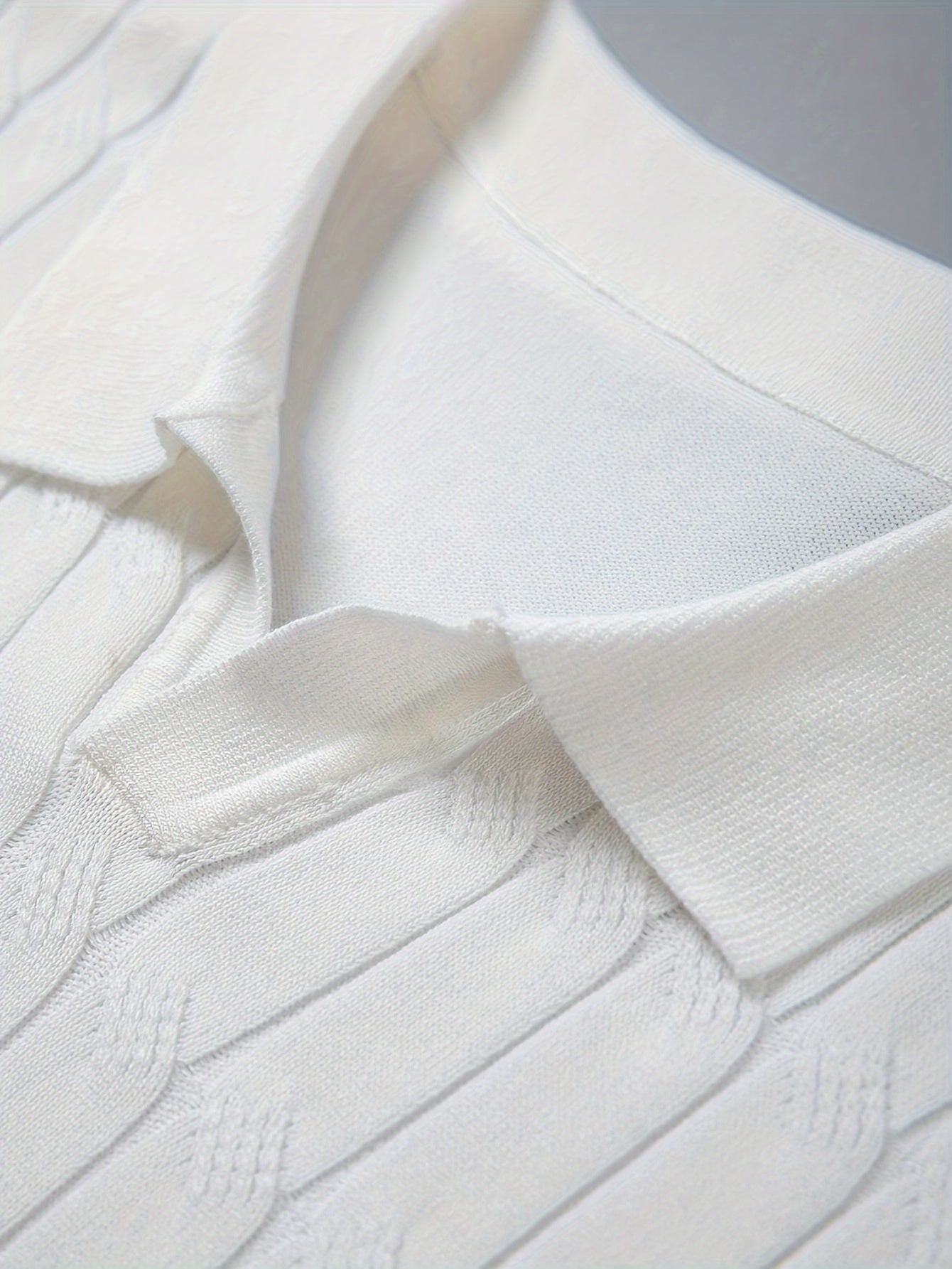 Chic Knit Shirt, Men's Casual Lapel Mid Stretch V-Neck Pullover Sweater
