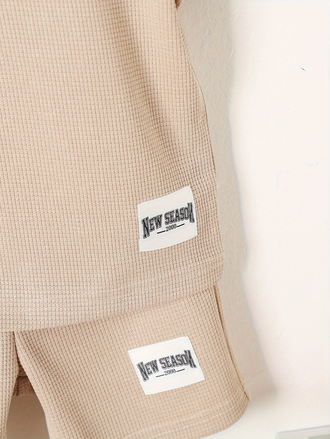 2pcs Boy's Crew Neck T-Shirt & Solid Shorts,