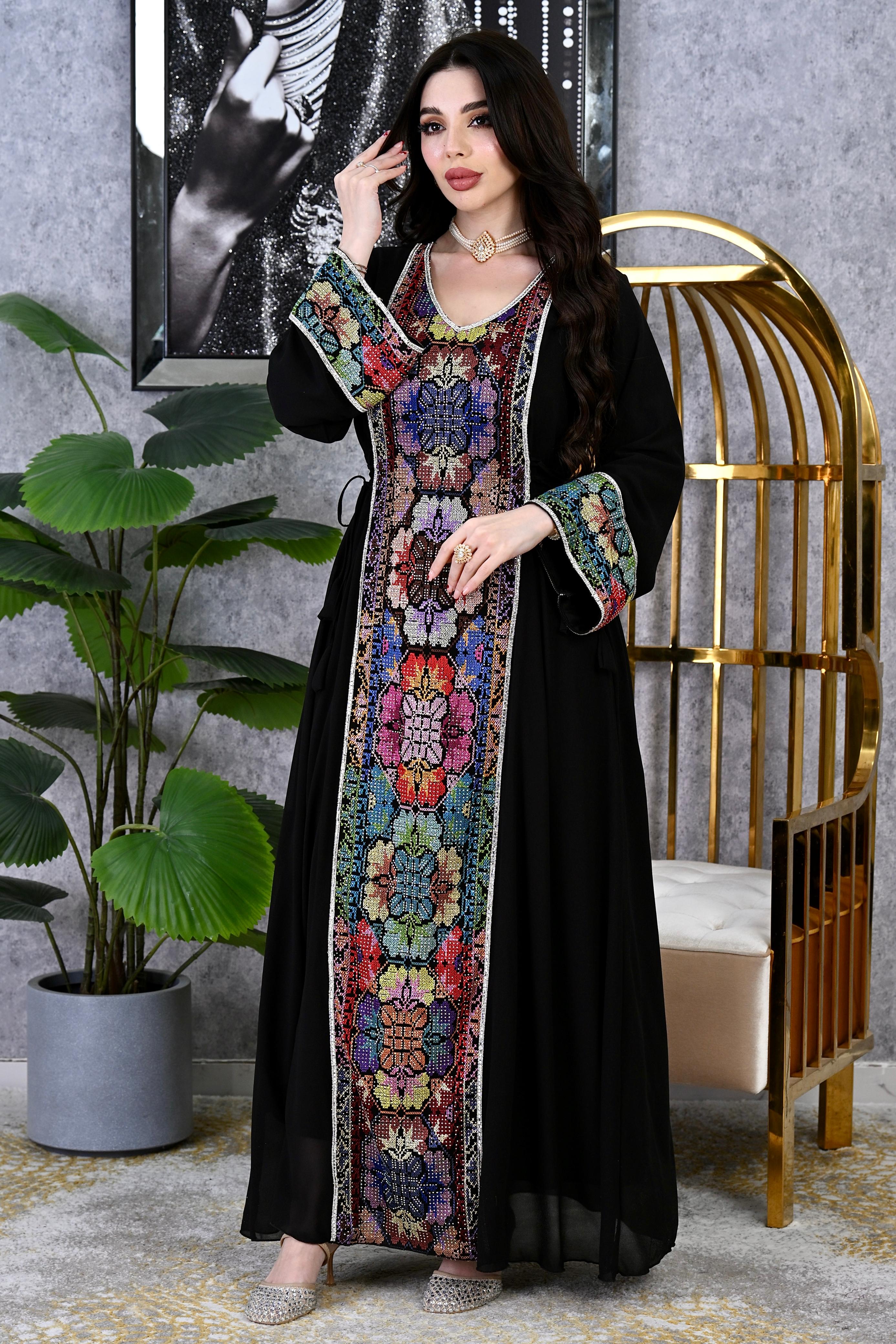 Royal Heritage Embroidered Kaftan | Dubai Occasion Dress for Weddings |4 Colors | Sizes F1-F2 | MH