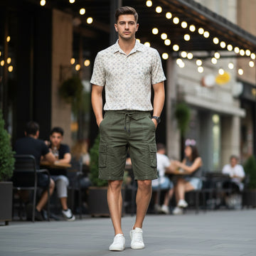 Young Men’s Olive Cargo Shorts 17-24 Years | Stylish Multiple Pockets Casual Shorts | MH