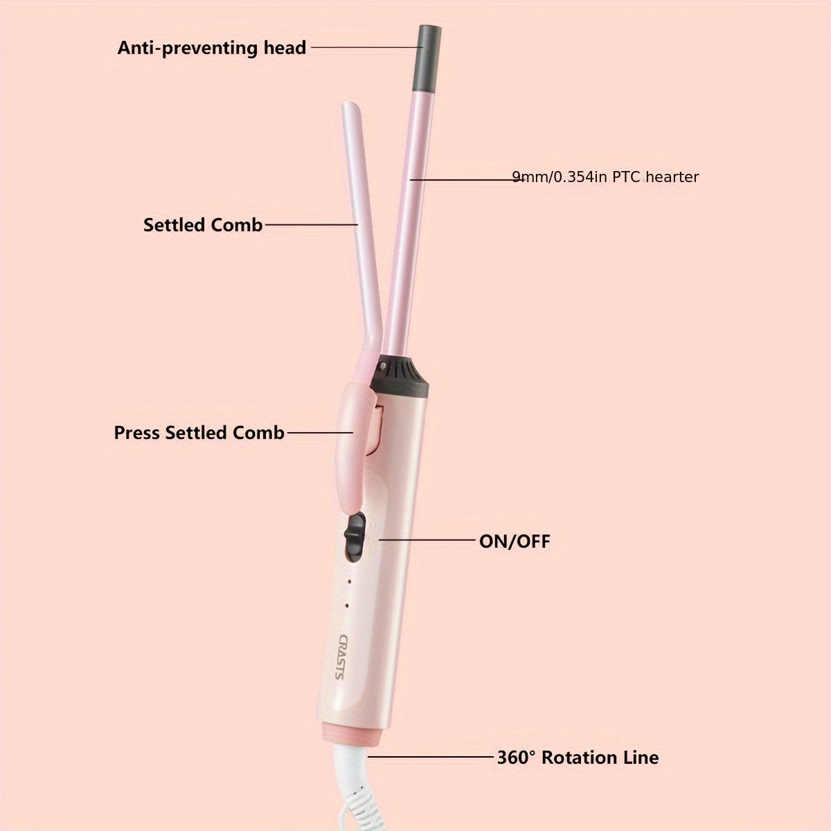 9/16/25mm Hair Curling Iron Ultra-fine Curling Wand Hair Curler Waver DIY Hair Styling Tools Holiday Gift For Women