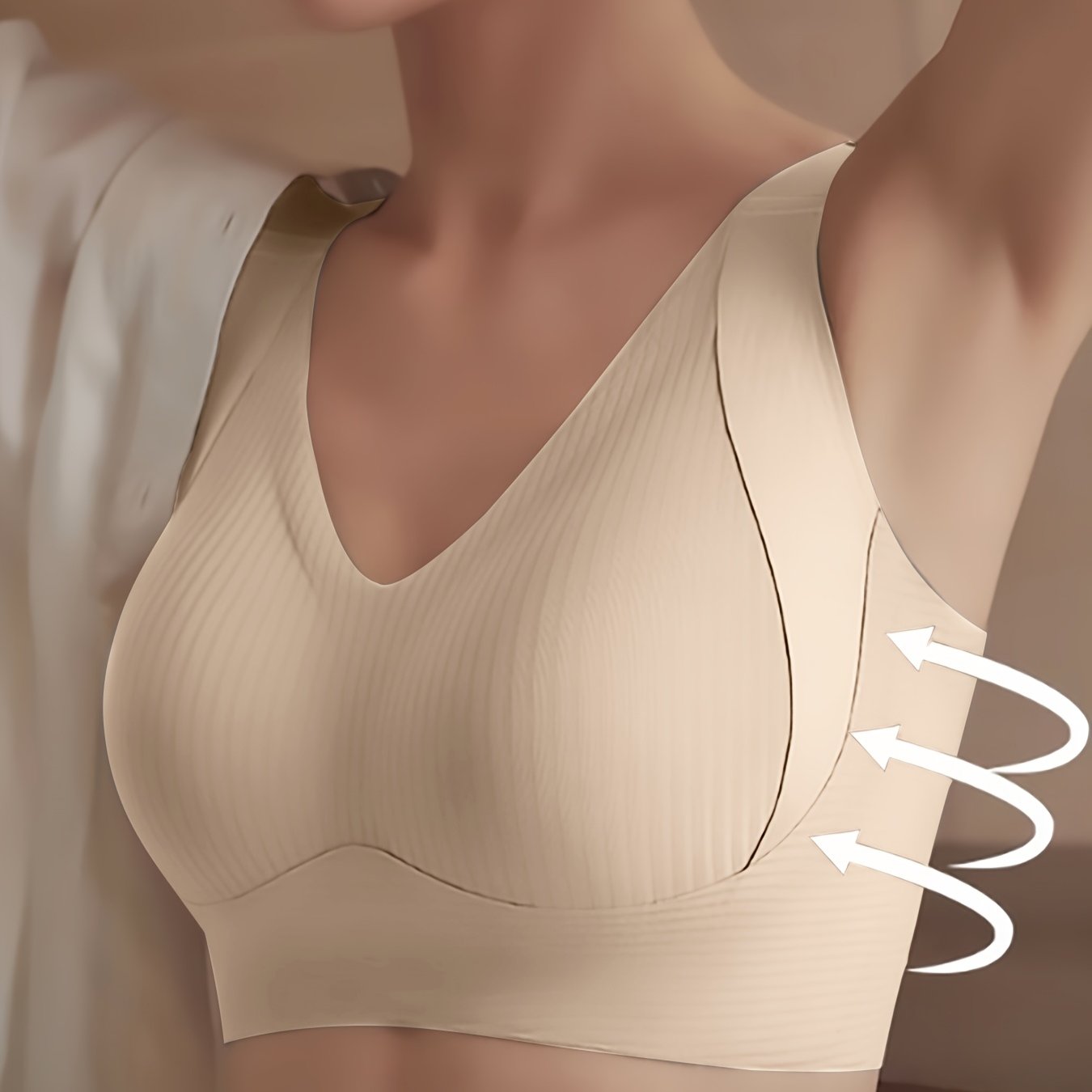 1pc Seamless Wireless Bra, Elegant Solid Color, Breathable & Comfort./MH