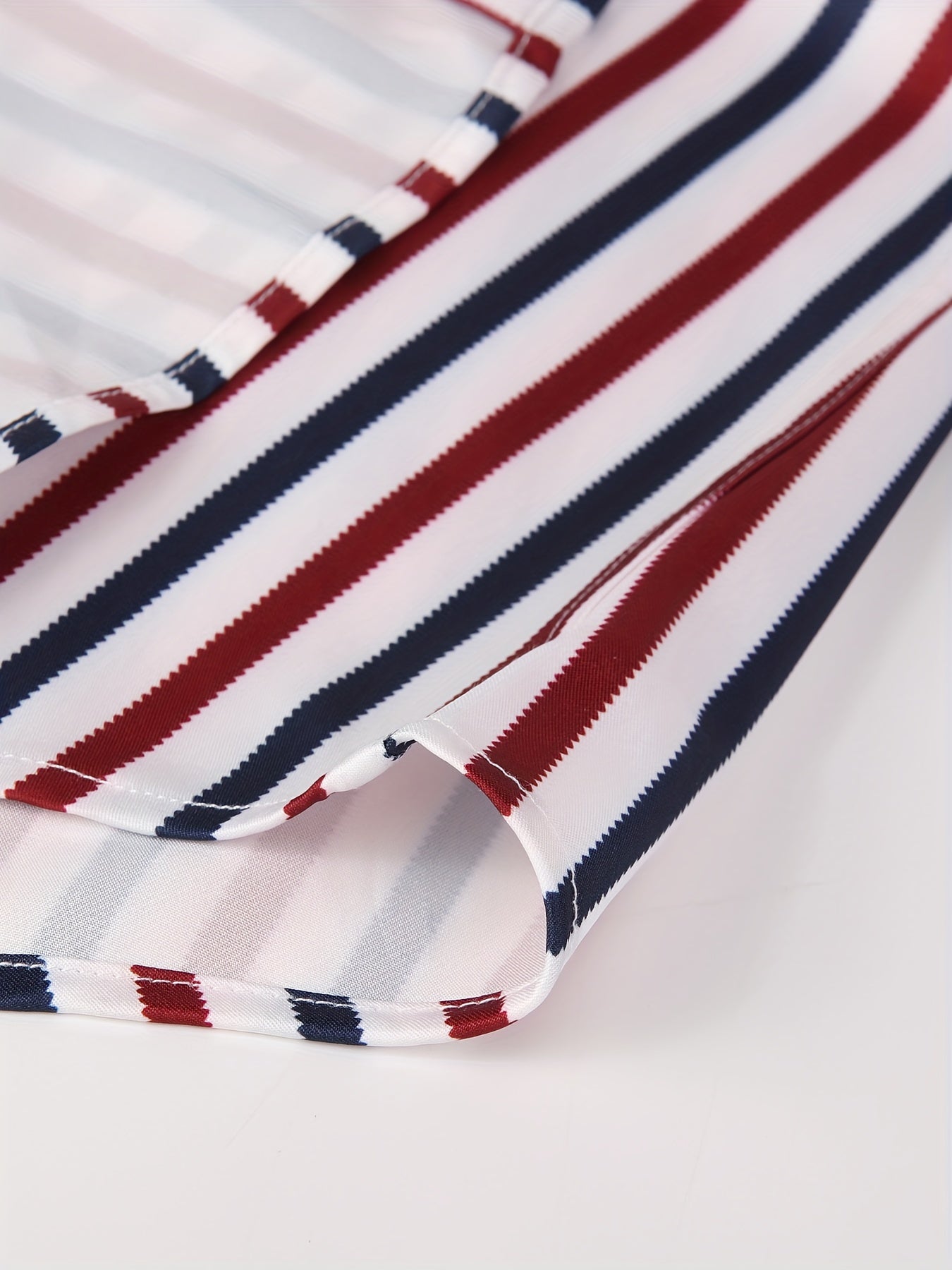 Men's Striped Lapel Collar Design Dress Shirts,