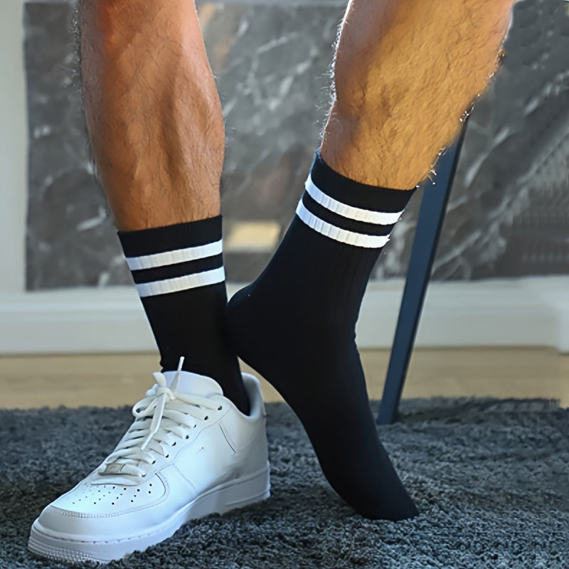 6 Pairs of Stylish Men's Crew Socks - Breathable,/MH