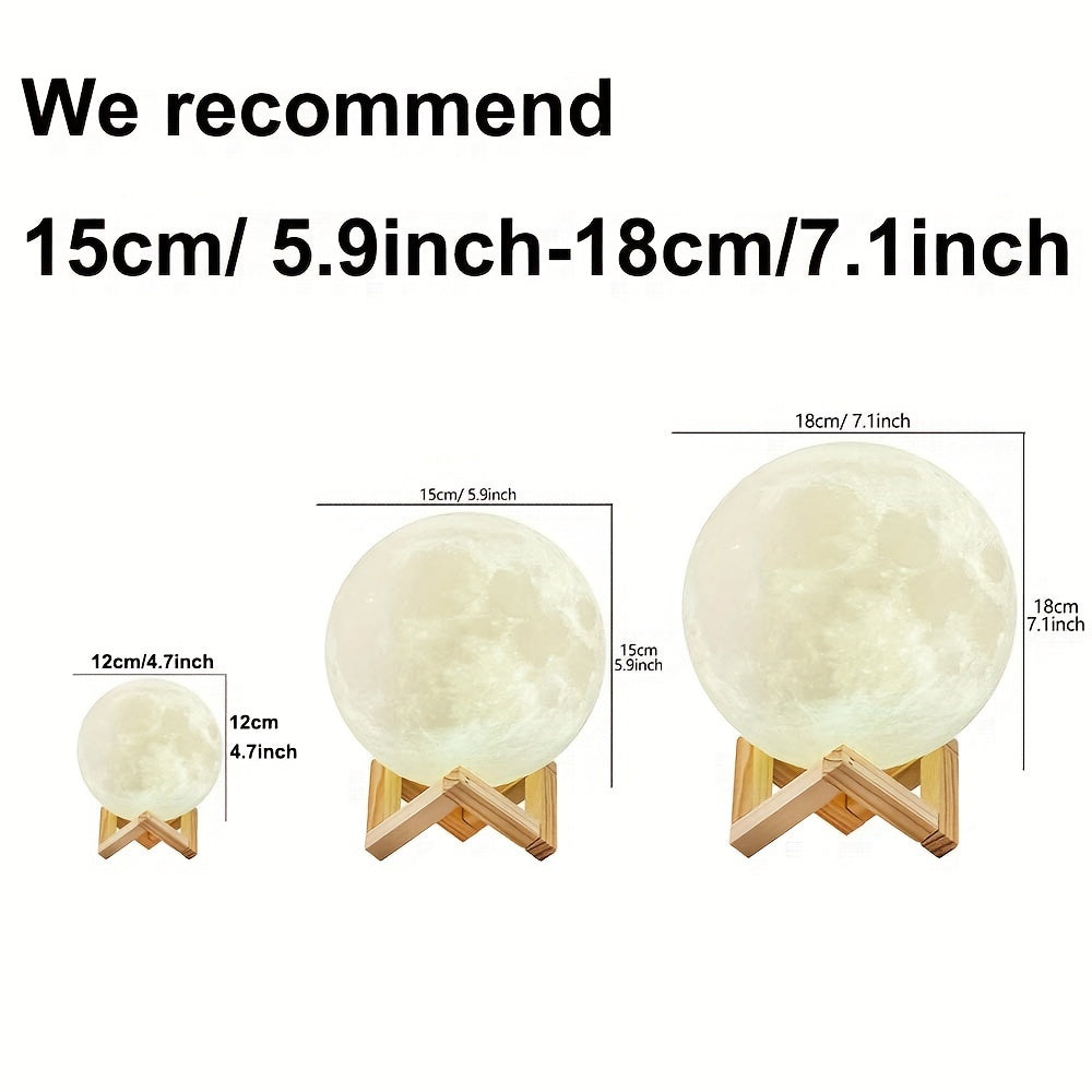 Enchanting 3D Moon Lamp with Remote - USB Rechargeable, Touch Control Night Light for Bedroom Ambiance - Perfect Gift for Valentine's Day & Christmas, Includes Wooden Stand