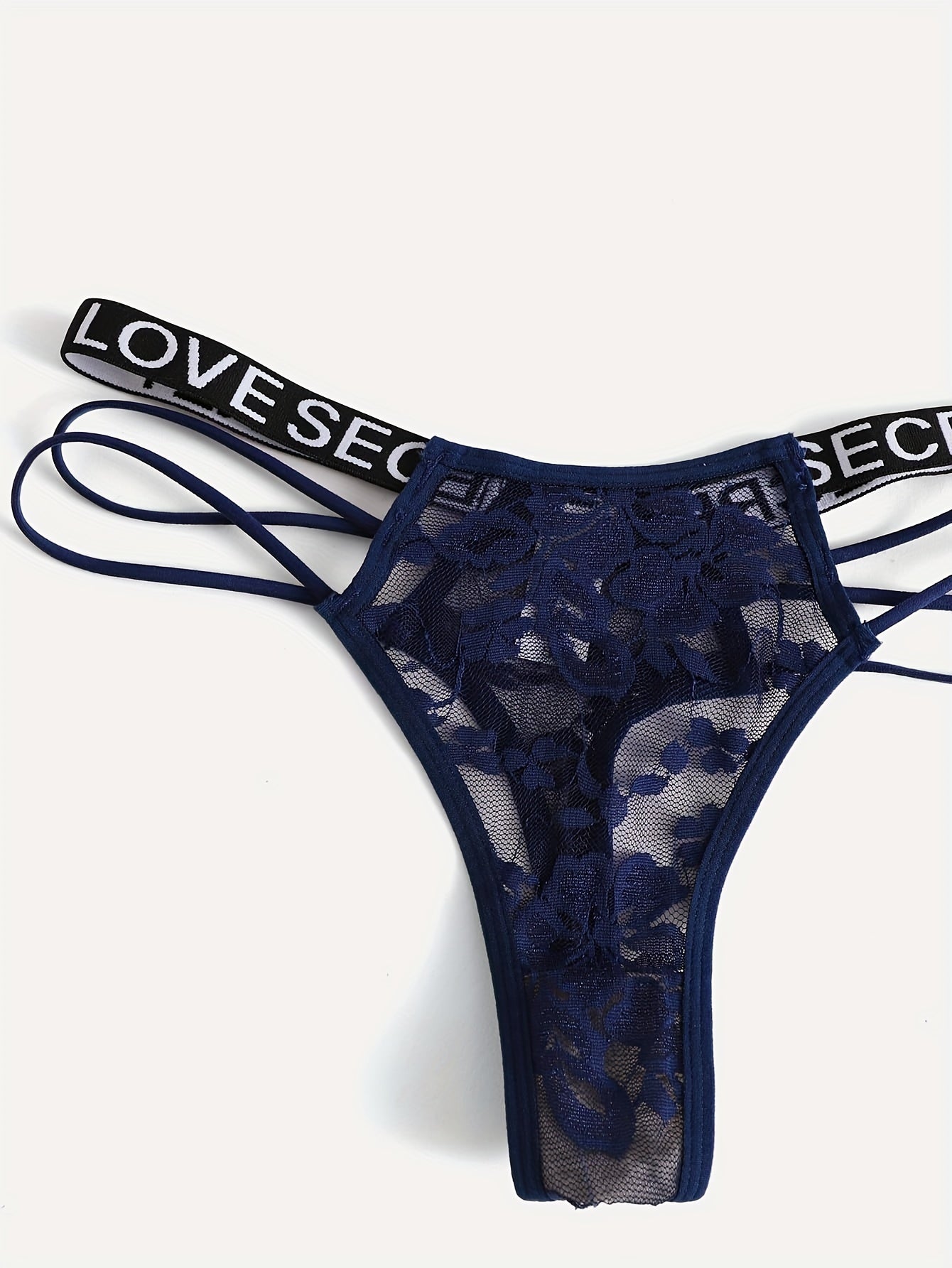 5pcs Letter Print Color Block Thongs, Sexy Comfy Breathable '/MH