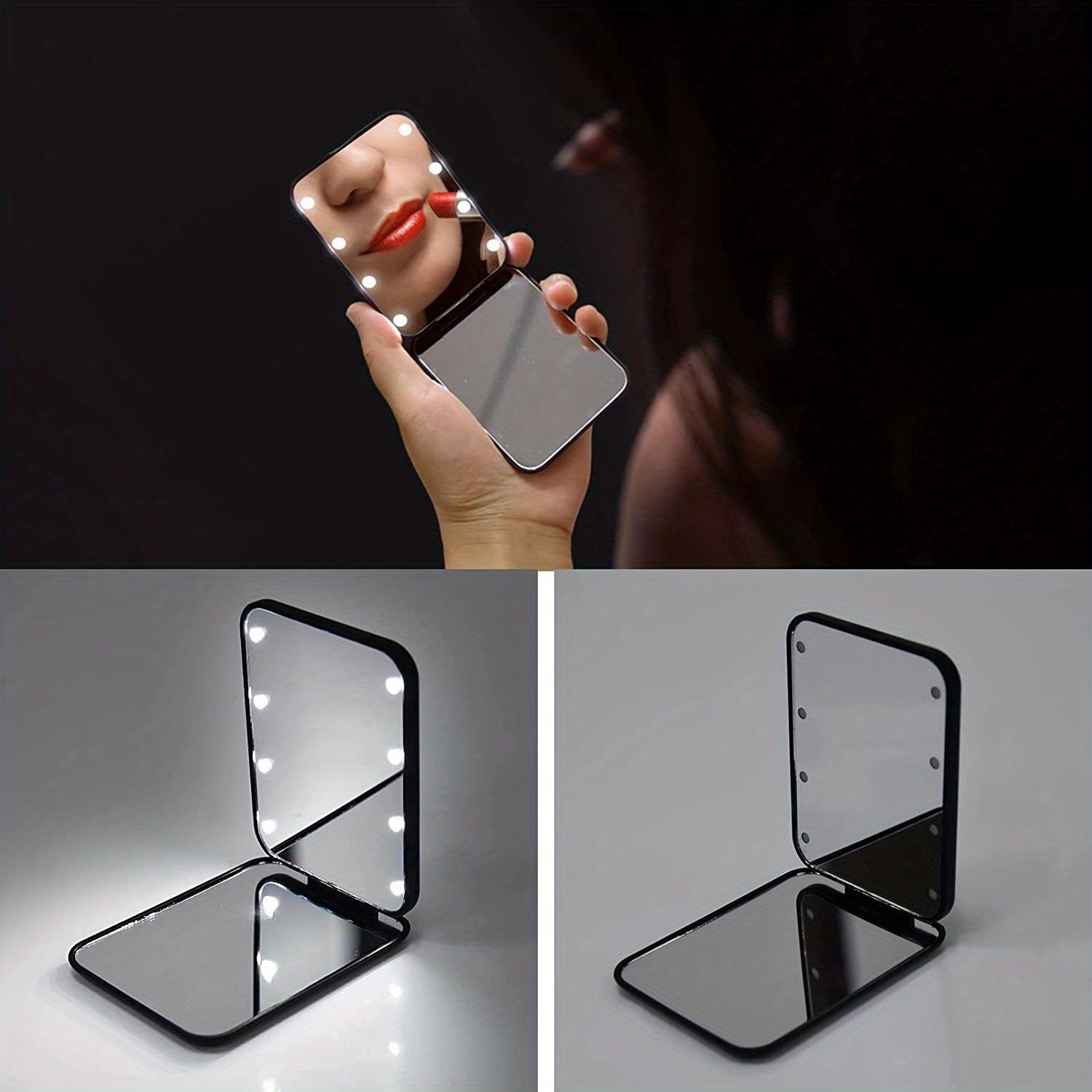 LED Pocket Makeup Mirror, 1X/3X Magnified LED Mini Compact