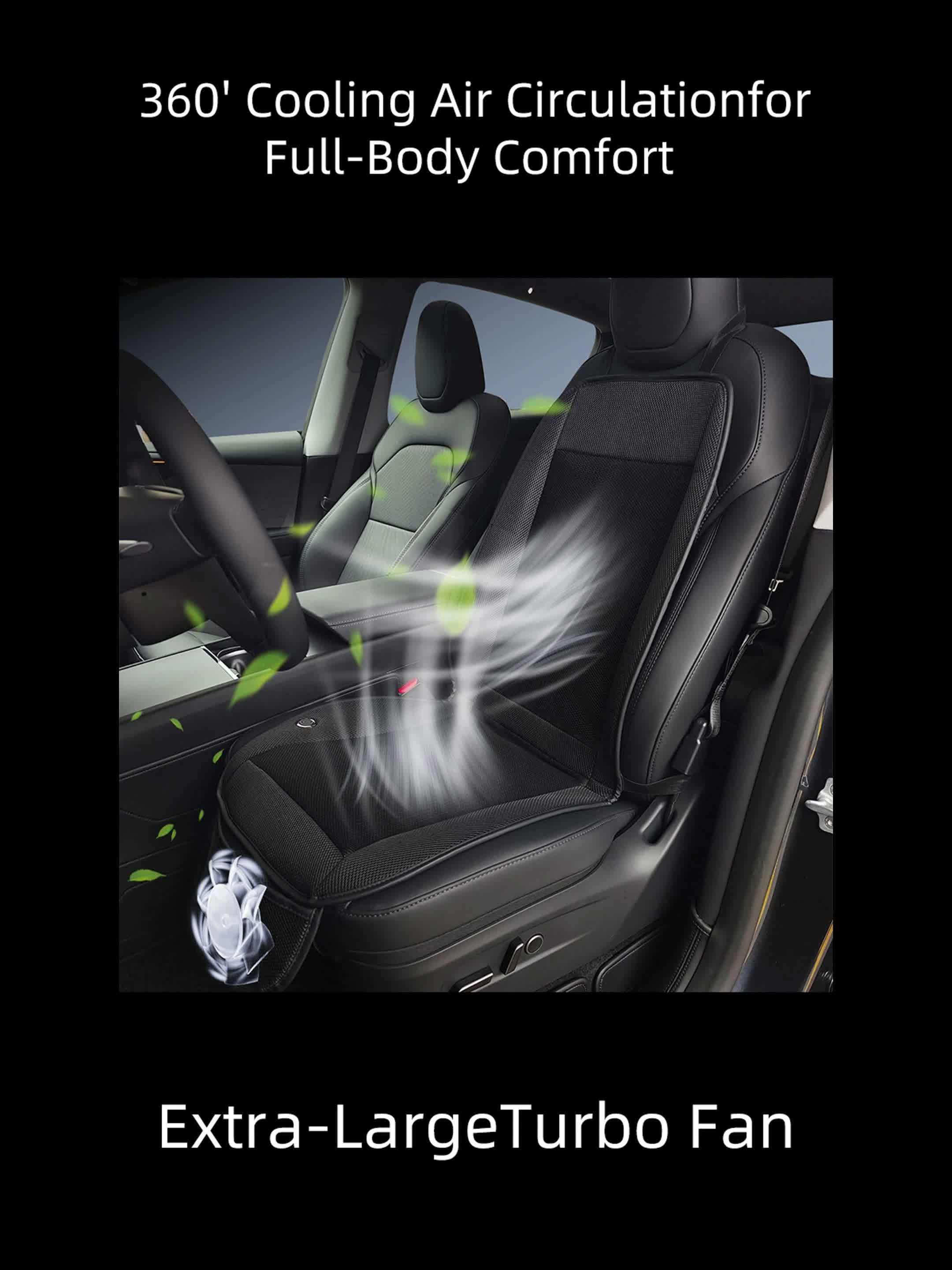 Ultra-Cooling Cooling Car Seat Cushion with Turbo Fan & Ice-Ice silk Mesh - 360° Air Circulation