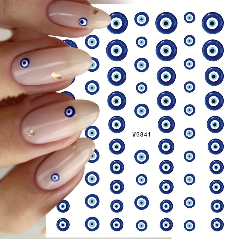 3D Evil Eye Nail Art Stickers - Self-Adhesive Witch Nail Decals for Manicure Designs - Perfect Gift for Women and Girls