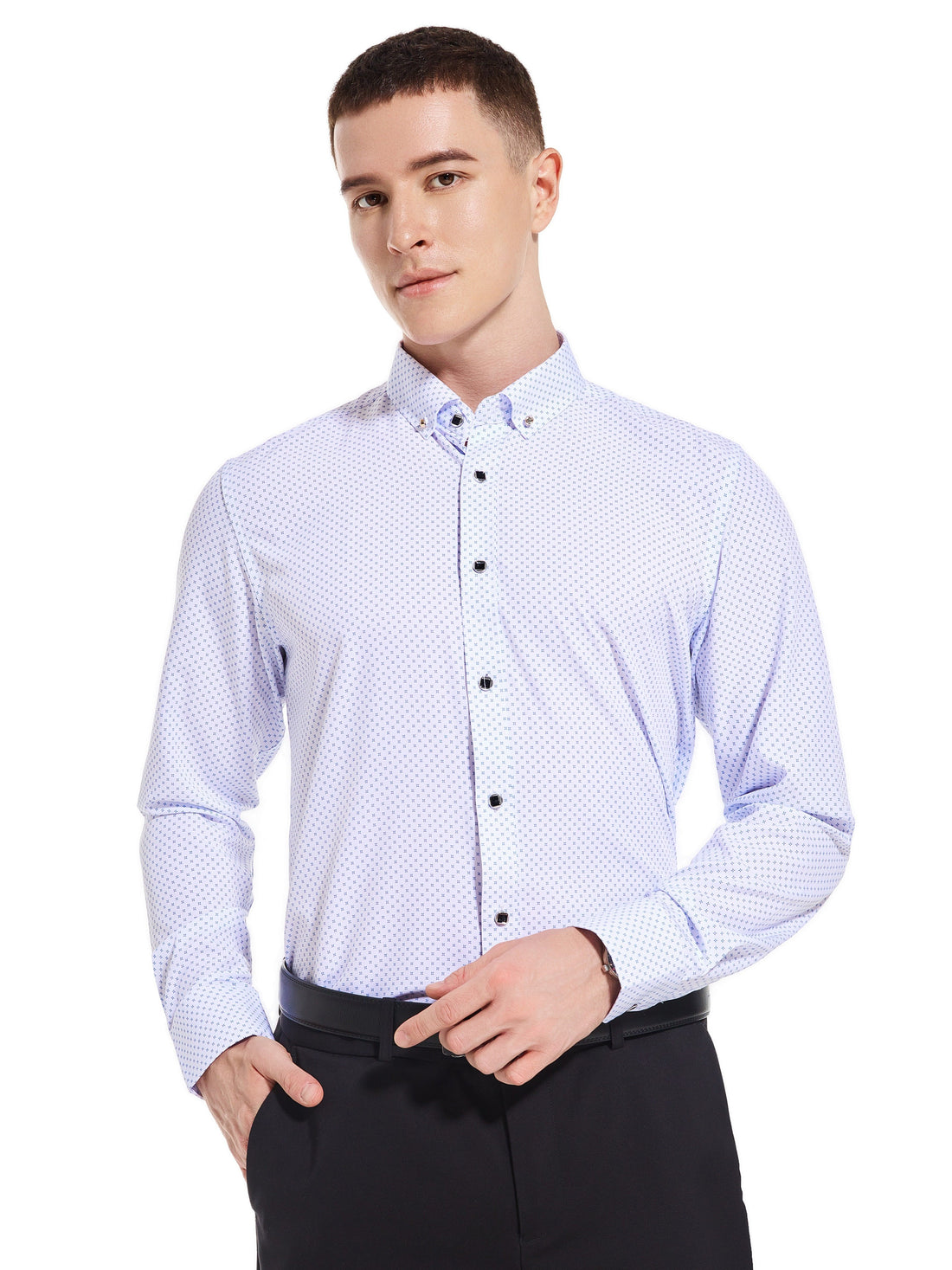 Men's Little Flowers Pattern Allover Print Lapel Collar Design Dress Shirts,