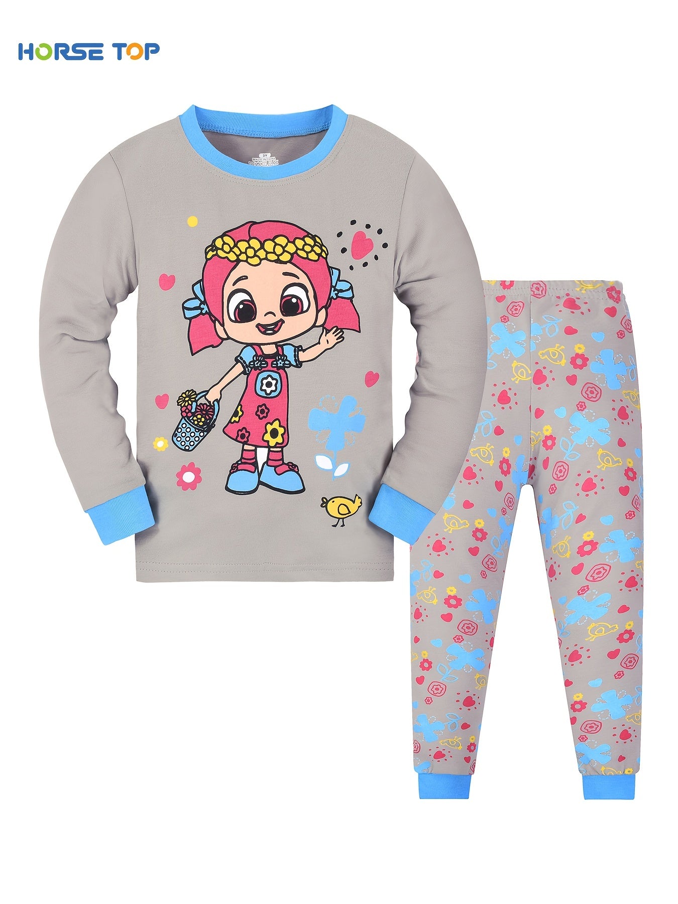 Kid's 2pcs Pajamas, Long Sleeve Top & Pants Set,
