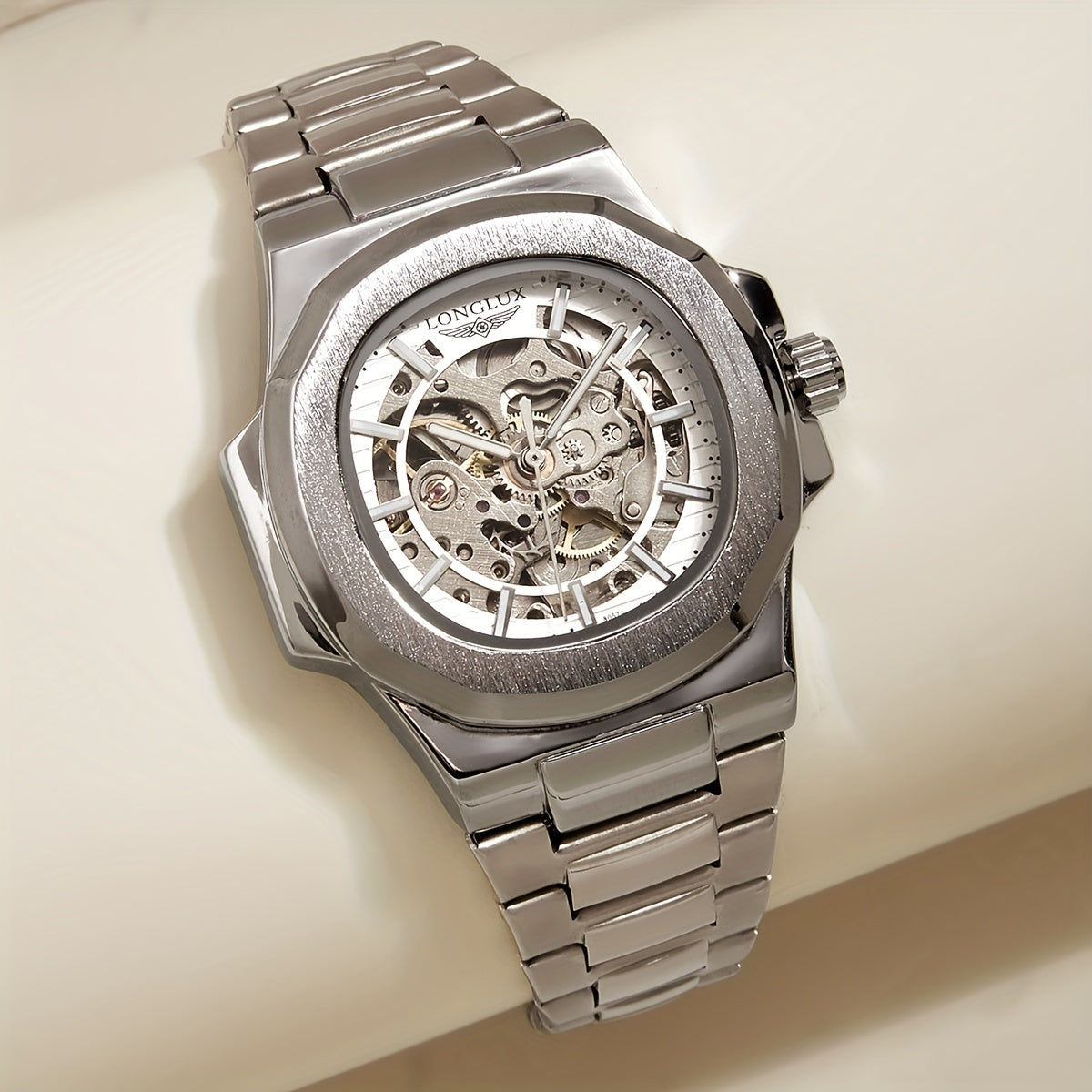 Dial4.1cmNautilus Watch For Men Fully Automatic Business Leisure Watch All Metal Case Steel Bow Strap With Butterfly Clasp Trend Fashion Luminous Waterproof Watch Christmas Gift Valentine's Day Gift