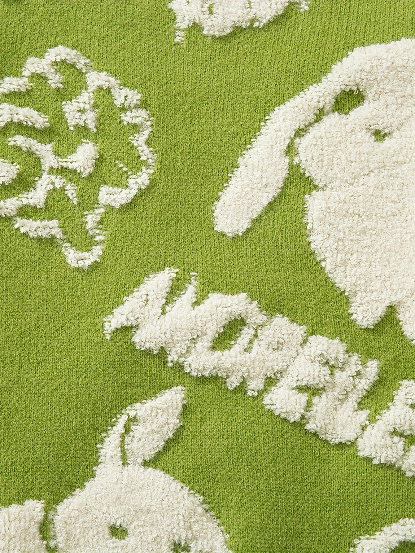 YWFG Cute Knitted Cute Rabbit & Wealth Chenille Embroidery Sweater,