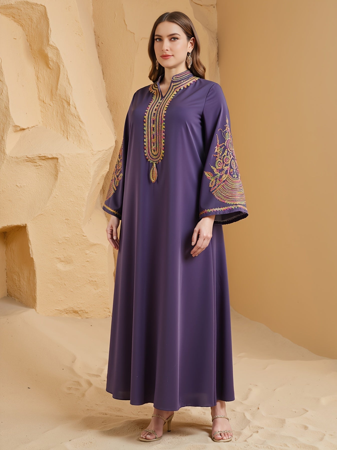 Plus Size, Plus Size Rope Arabic Turban Robe Dress./MH