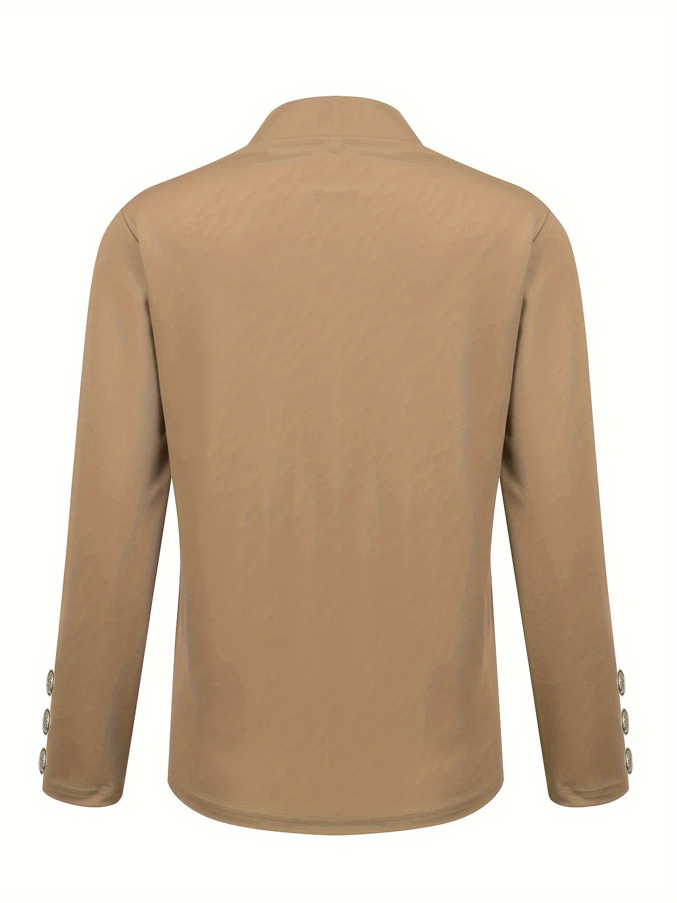 Solid Open Front Button Decor Blazer, Elegant Long Sleeve Blazer.