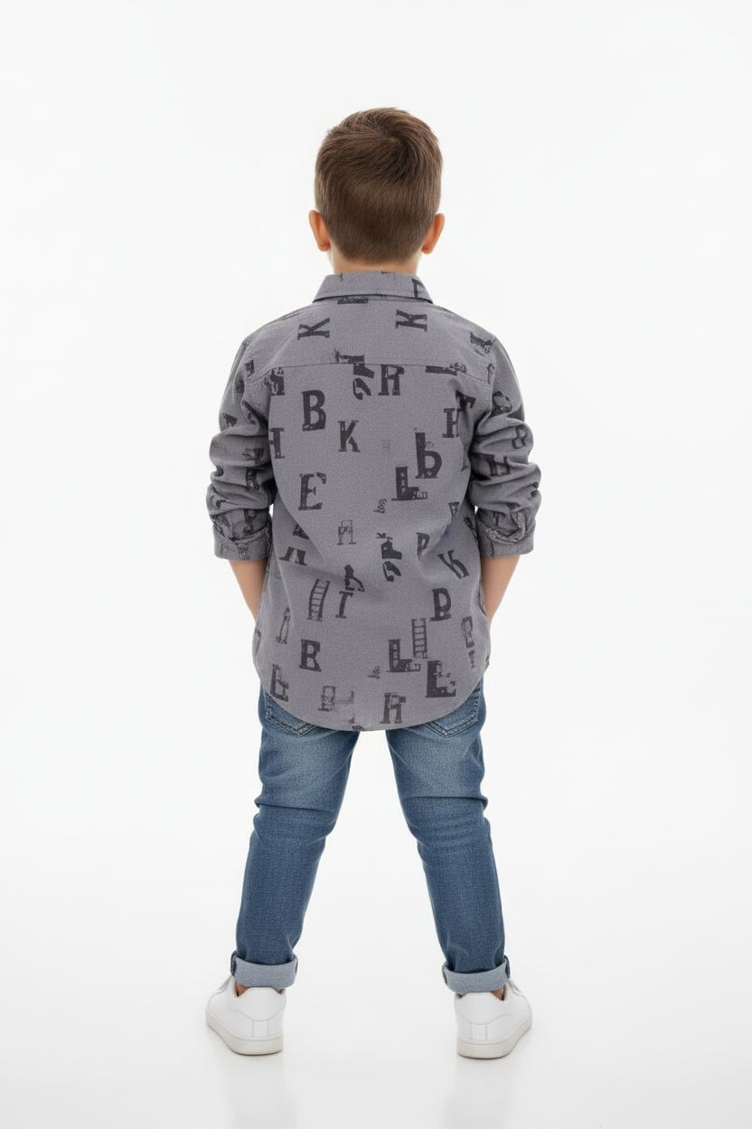 Kids Unique printed Long Sleeve Cotton Shirt (3-14yrs)MH
