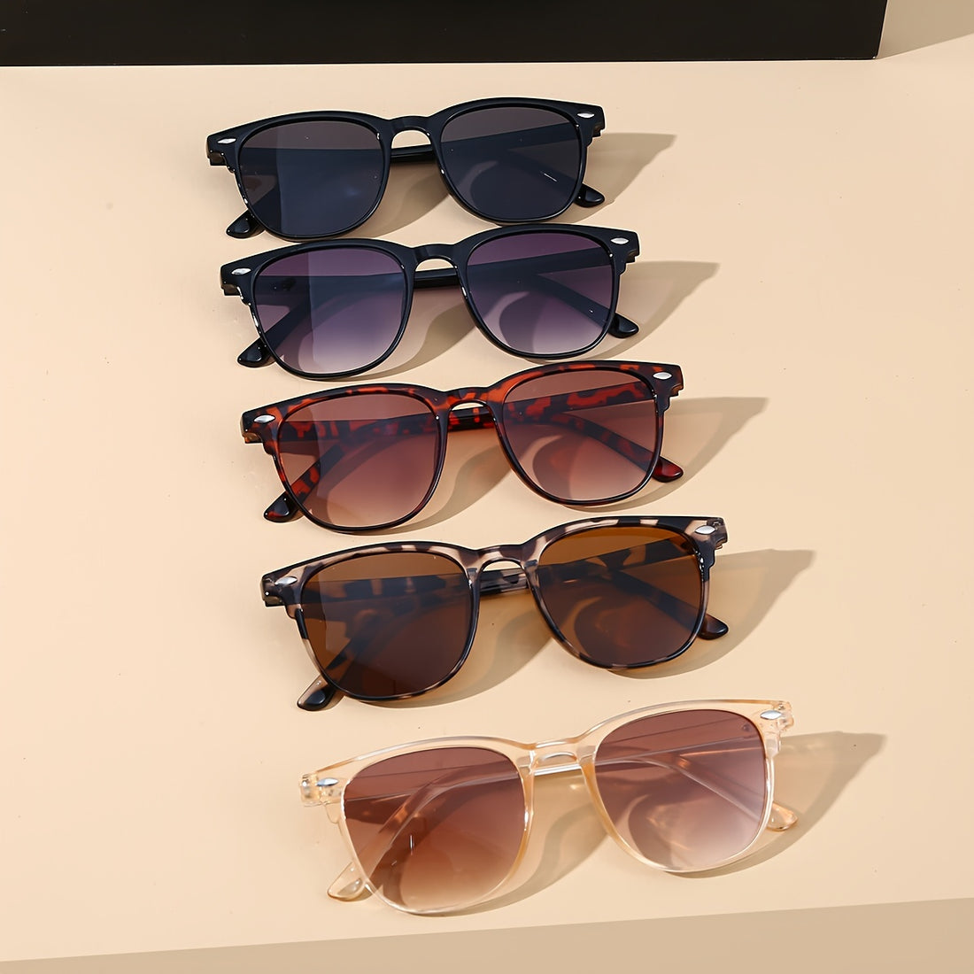 5 Pcs Unisex Polarized Round Glasses For Women,