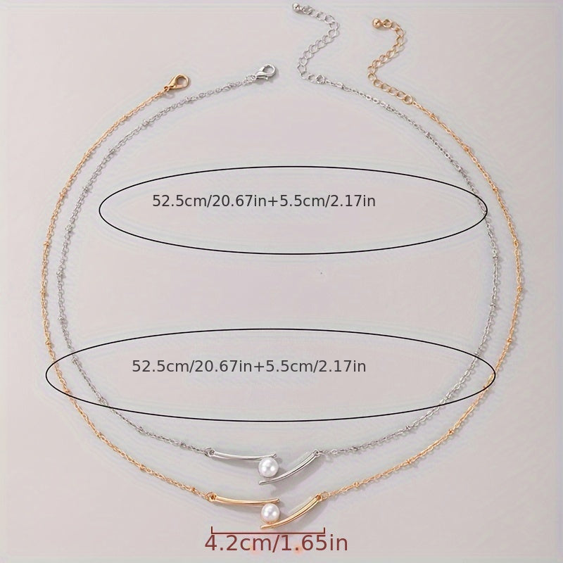 Dainty Necklace With Faux Pearls Pendant Delicate Neck Chain Sweet Jewelry For Women