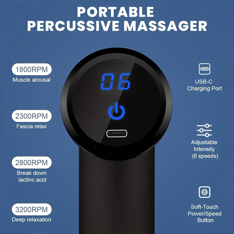 1pc Massage Gun, Deep Tissue Muscle Handheld Impact Massager, Suitable For Body, Back, And Neck Massage Relaxation, Ultra Compact And Elegant Design, High Torque Power Supply, Father's Day Gift For Dad