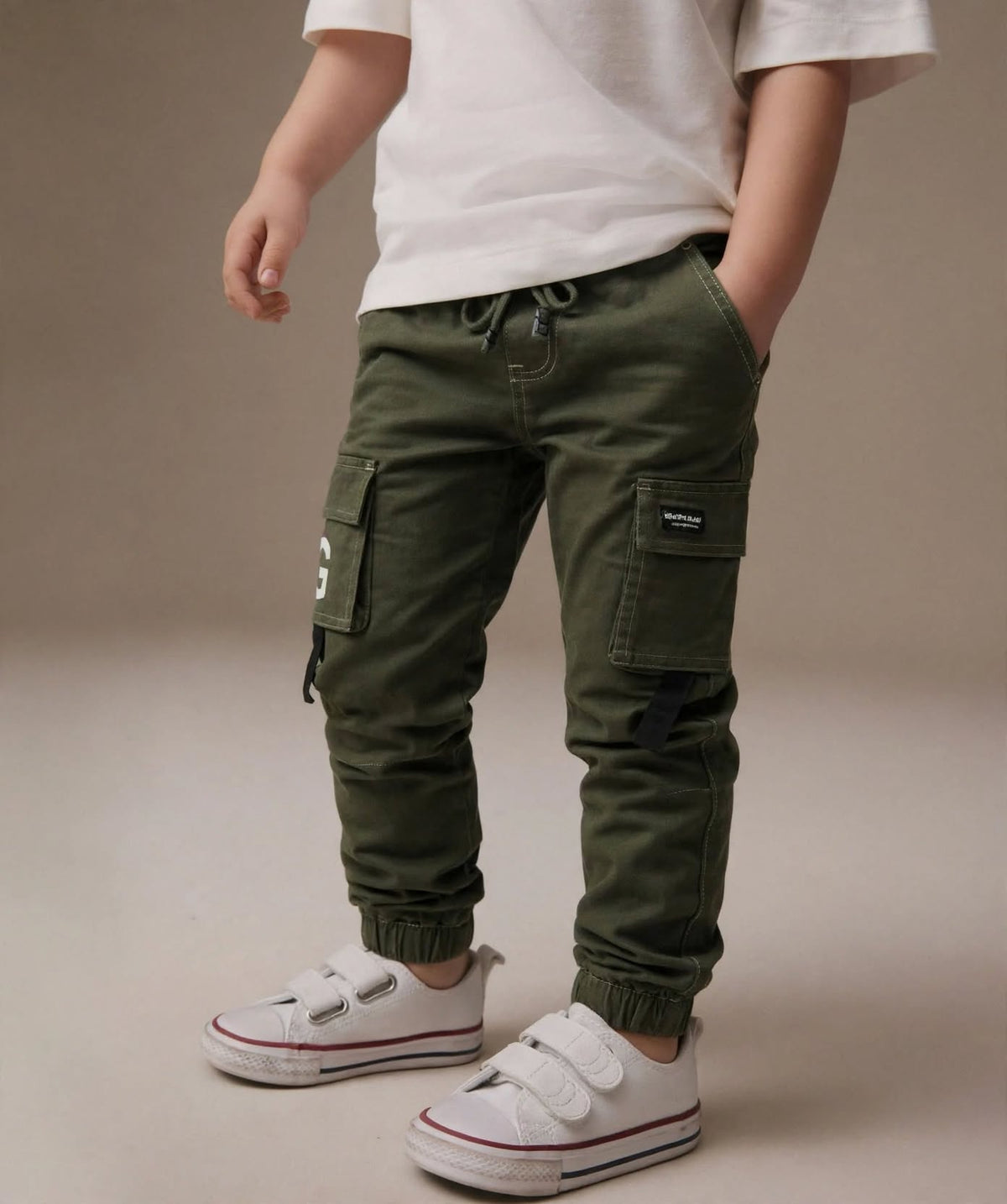 Teen Boys Cargo Pants Olive Green 9-16 Years | Drawstring Jogger Cargo Trousers | MH