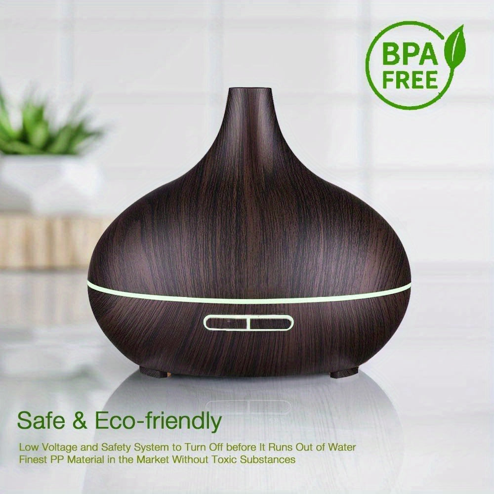 1pc Aroma Diffuser Essential Oil Large Room Office 550ml Wood Color USB Charge Essential Oil Diffusers Cool Mist Humidifier Super Quiet Ambient 7 Color LED Light Waterless Auto Off Aromatherapy Diffuser For Home Bedroom Gift