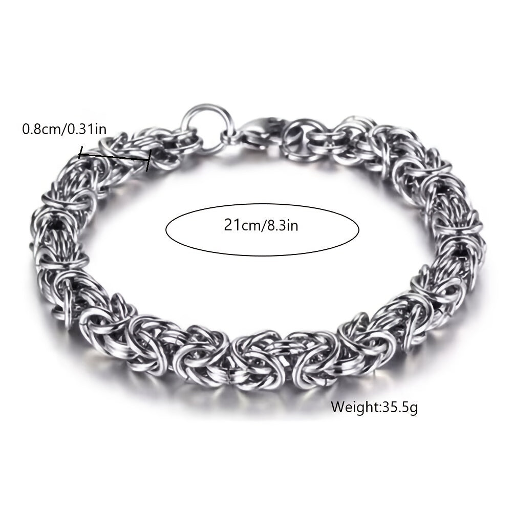 1pc Stainless Steel Irregular Chain Cool Armband - Hand-Woven, Men's Jewelry, Masculine Accessory, Adjustable Clasp, Durable, Stylish, Fashionable, Perfect Gift for Him
