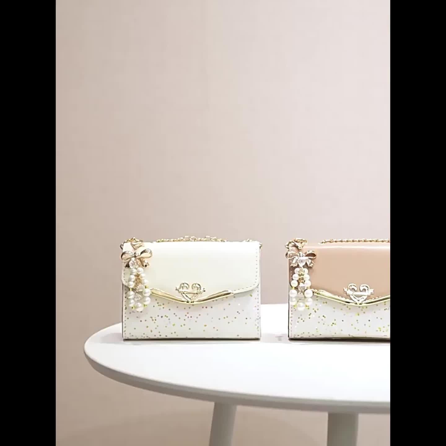 Fashion Polka Dot Beige PU Shoulder Bag .