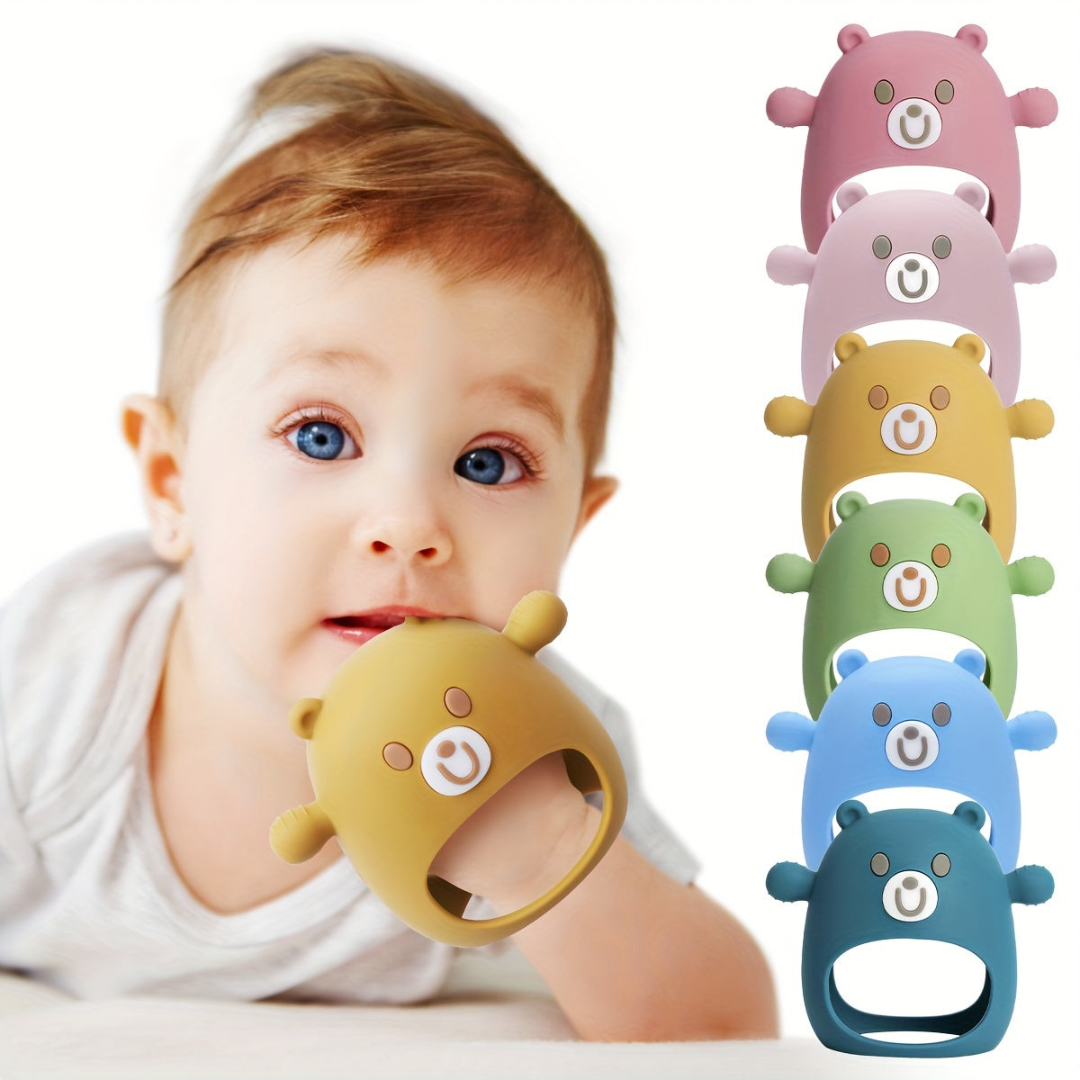 The Perfect Teething Toy For Babies 6M+ - TYRY.HU Silicone Anti-Drop Teether Pacifier With Soft Hands For Sucking & Breastfeeding, Christmas, Halloween, Thanksgiving Day Gift