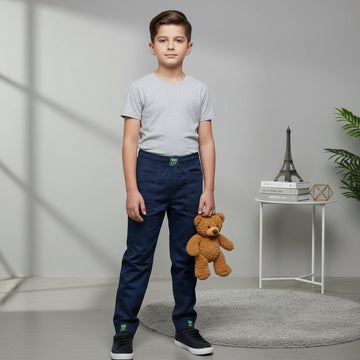 Teen Boys Navy Pants 9-16 Years | Stylish Casual Cotton Trousers with Elastic Waist | MH
