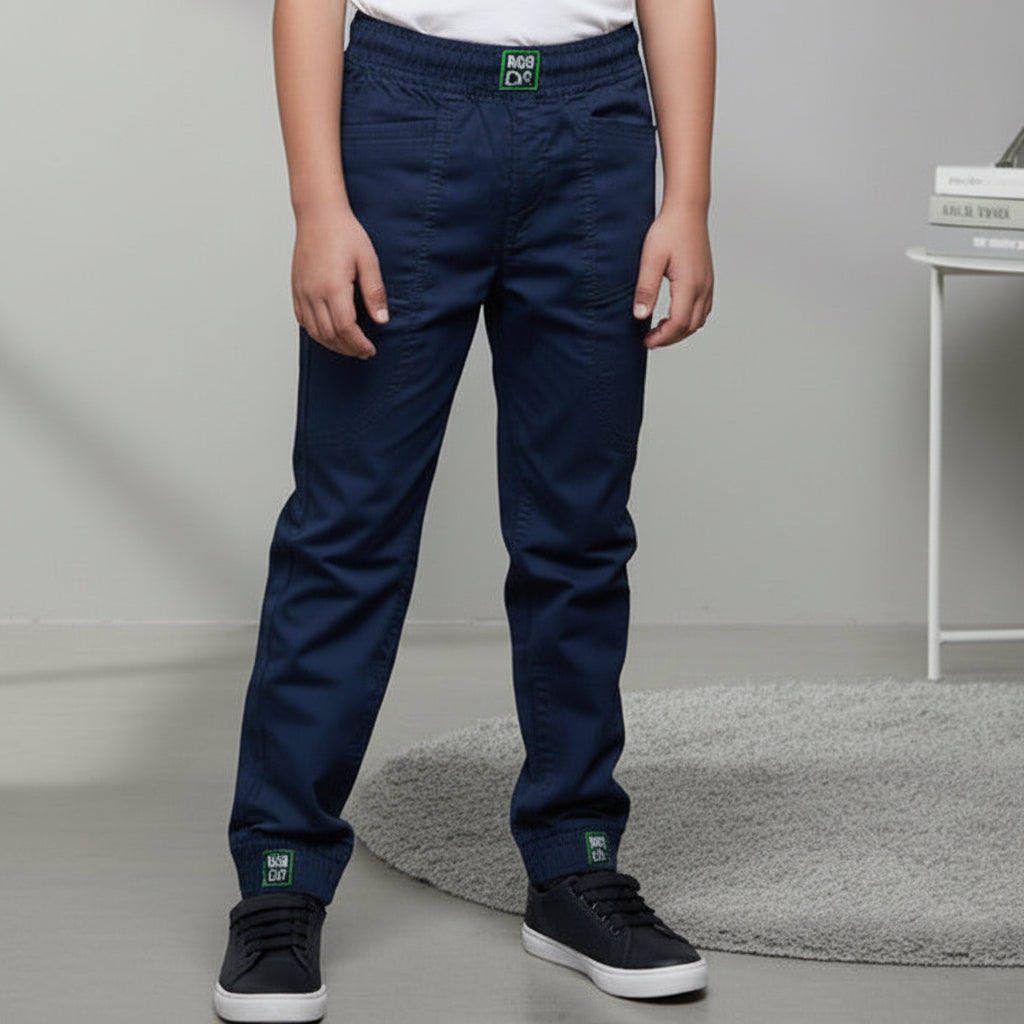 Teen Boys Navy Pants 9-16 Years | Stylish Casual Cotton Trousers with Elastic Waist | MH
