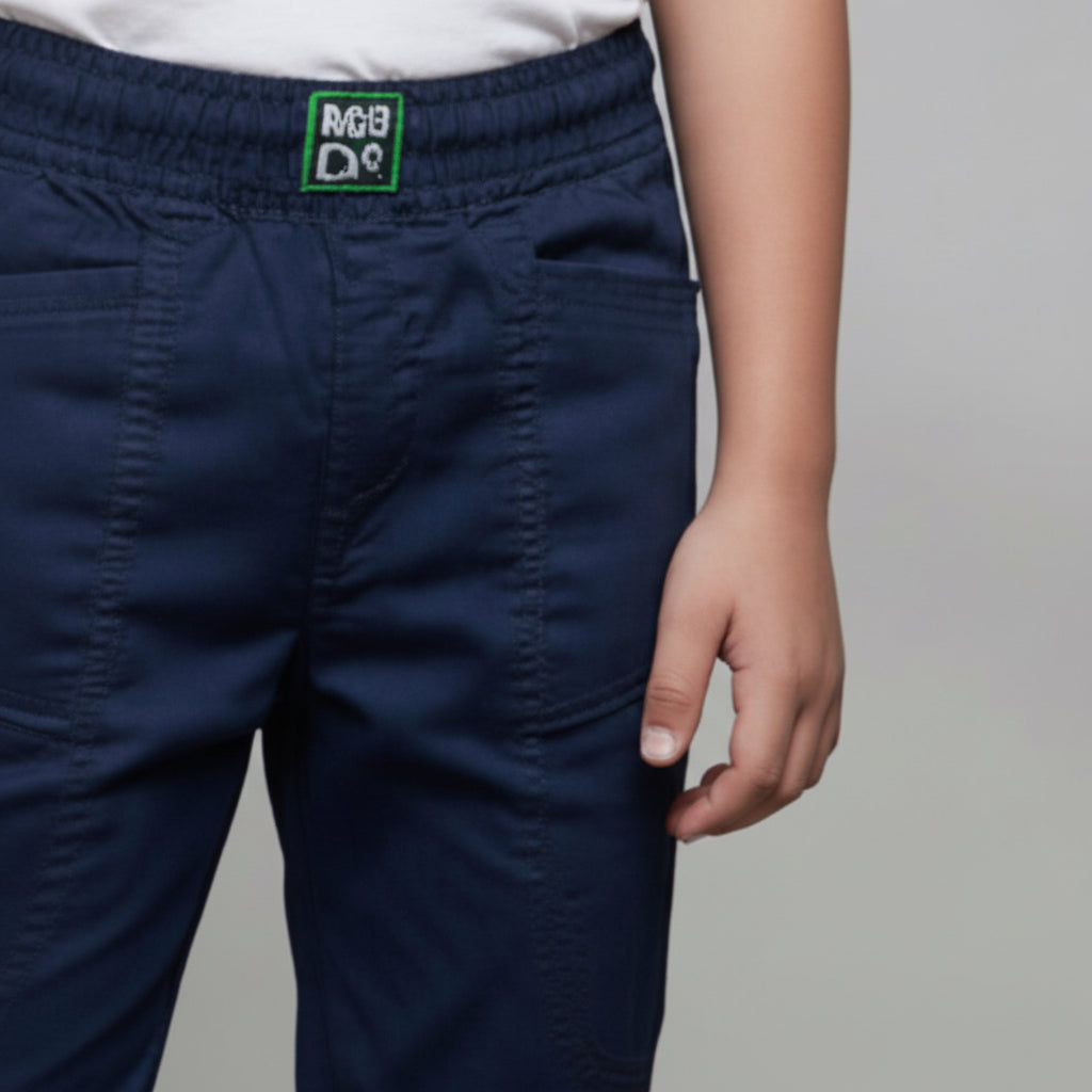 Teen Boys Navy Pants 9-16 Years | Stylish Casual Cotton Trousers with Elastic Waist | MH