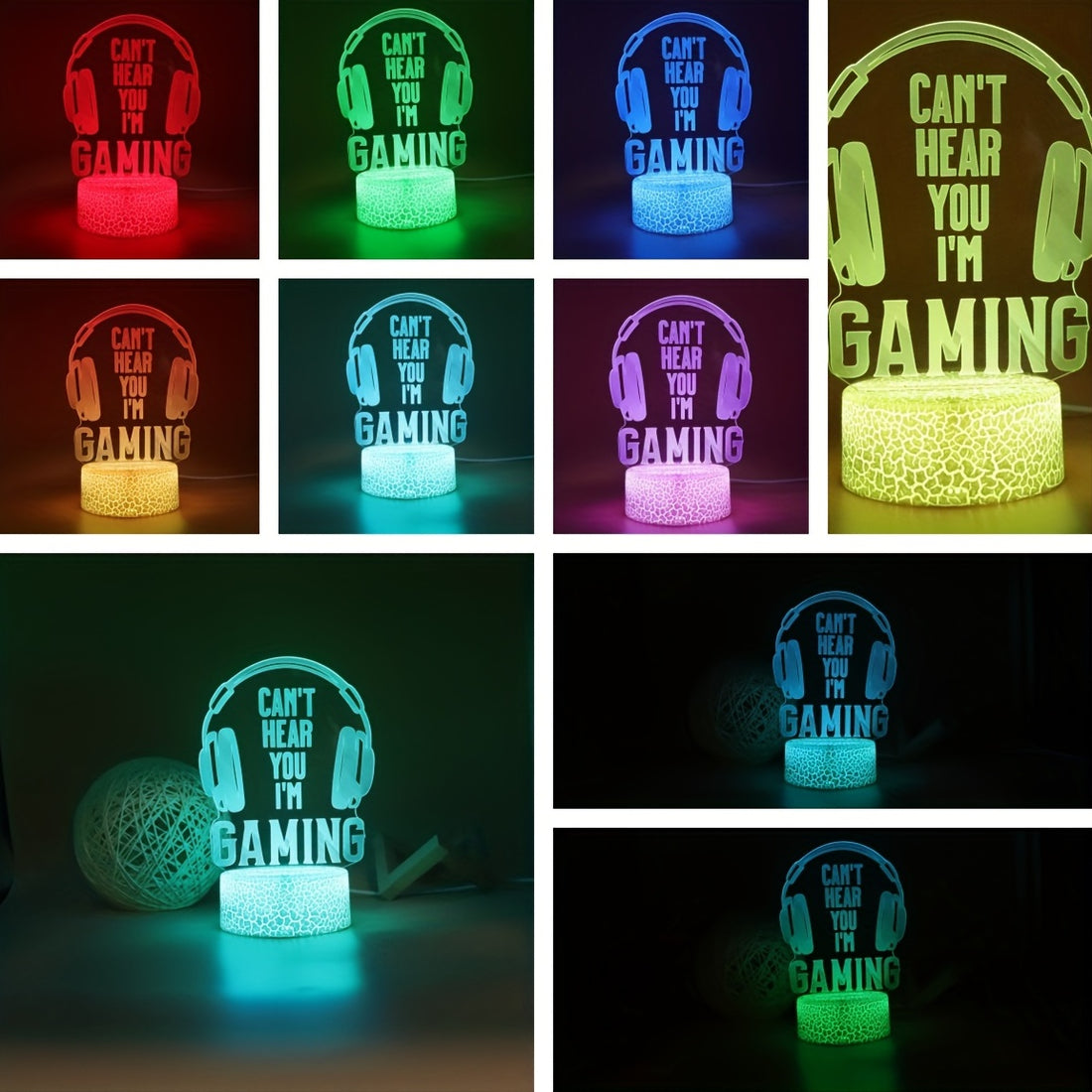 1pc Headset 3D Night Light, Optical Illusion Table Lamp With Remote & Touch Control, 16 Color Changing RGB Ambient Lights For Bedroom Festival Home Bedside Gaming Room Décor, Birthday Holiday Gift For Girl Boys