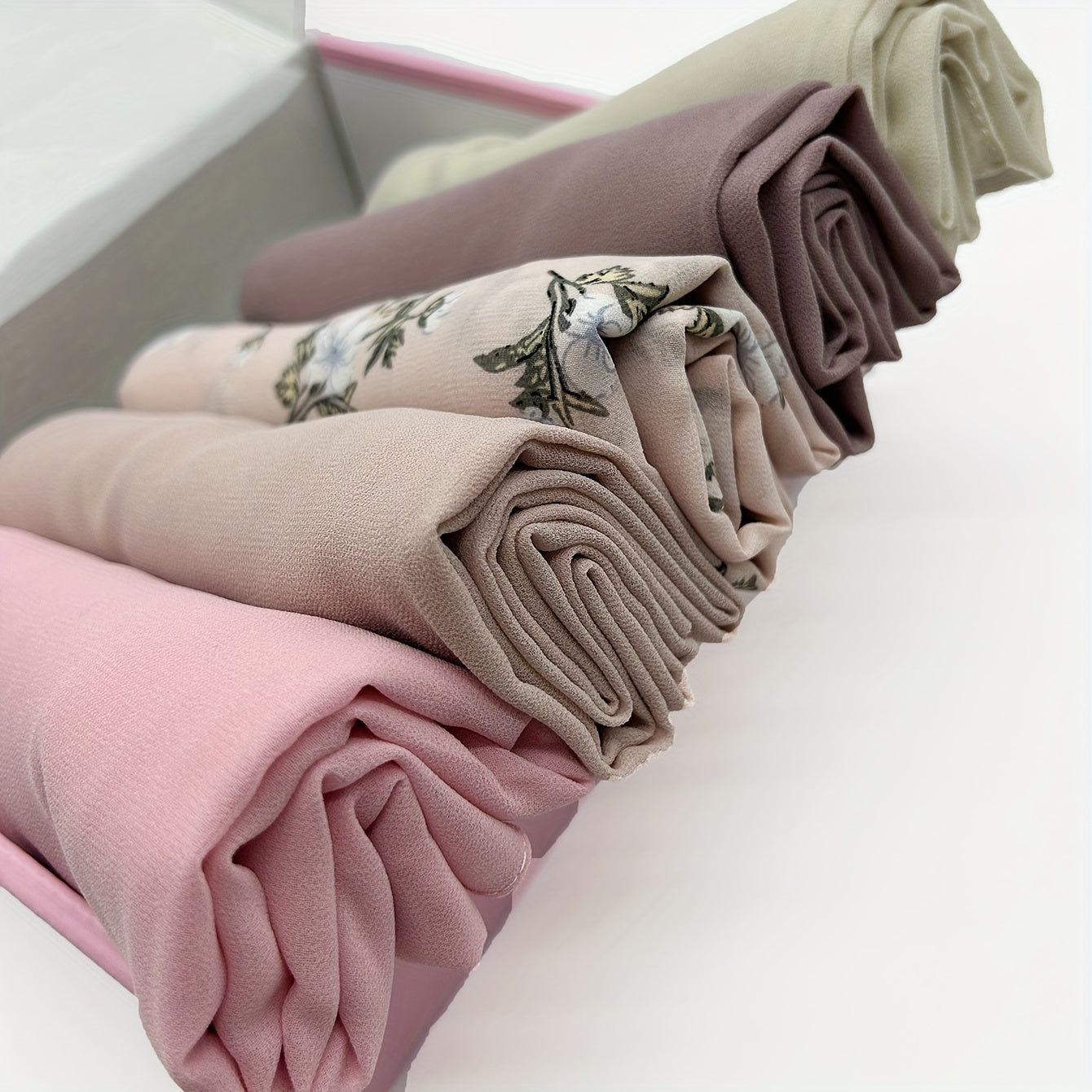 1set Chiffon Elegant Hijab Headscarf Pearl Headscarf Button 5pcs Solid Color '/MH