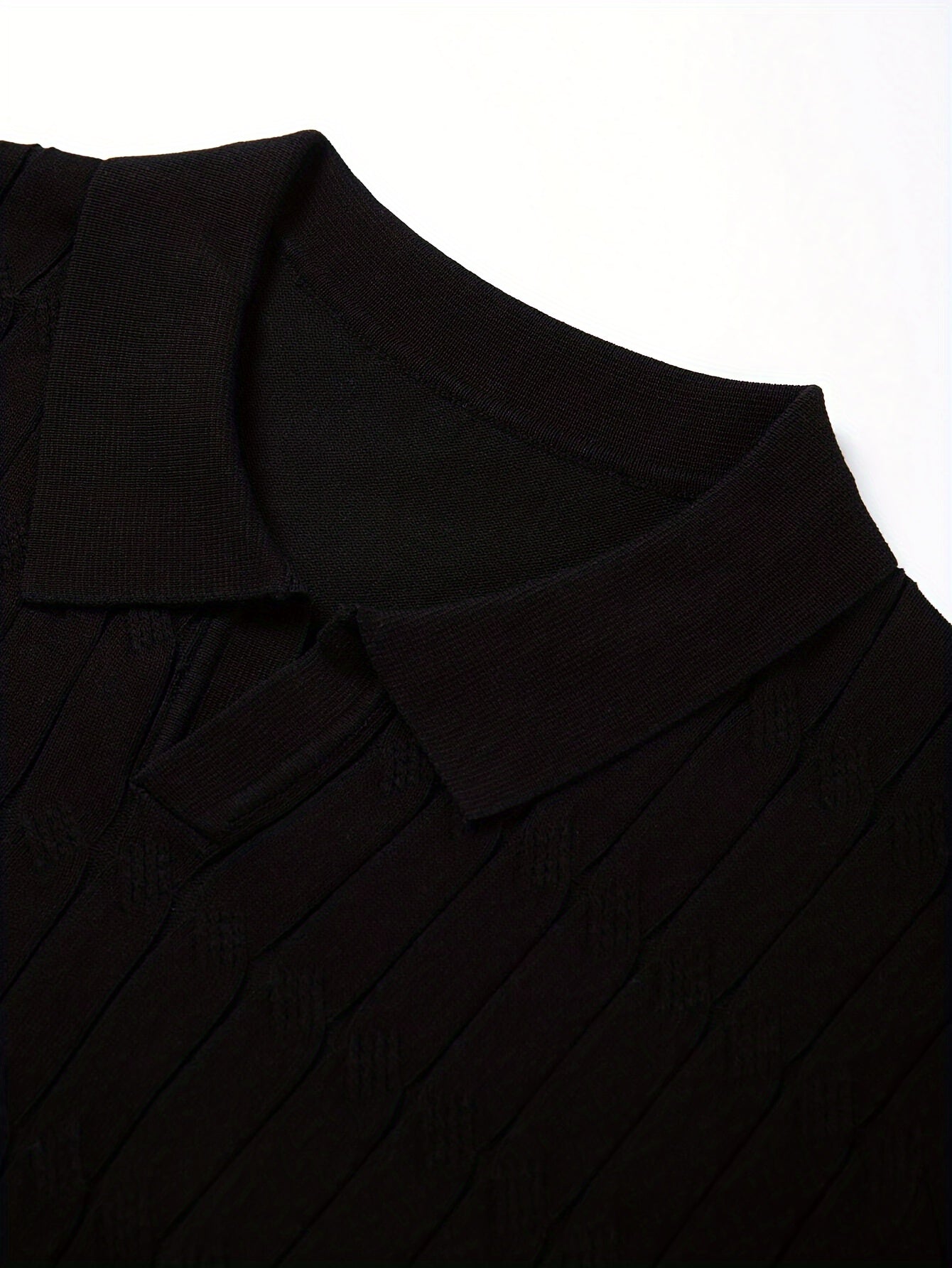 Chic Knit Shirt, Men's Casual Lapel Mid Stretch V-Neck Pullover Sweater