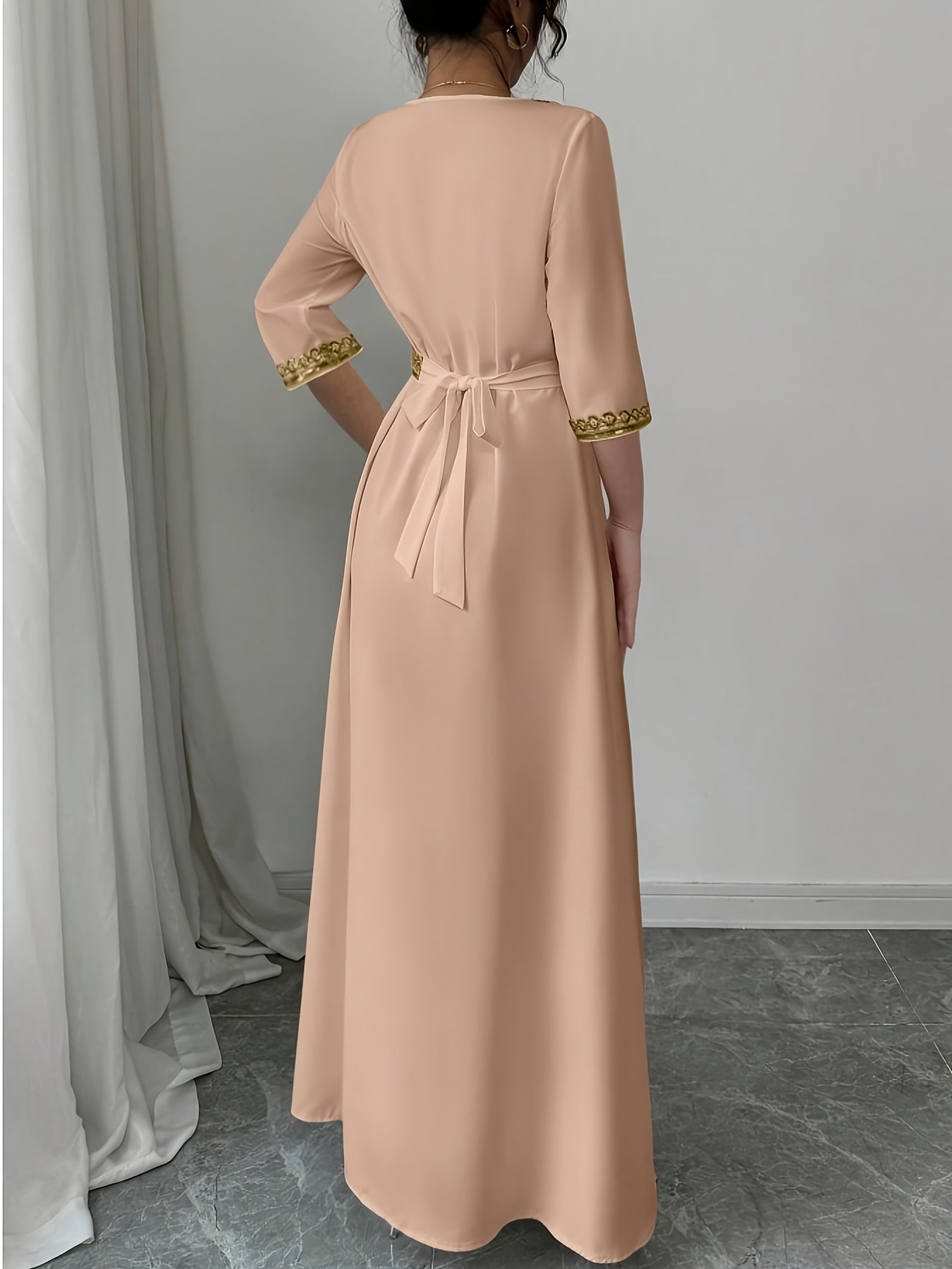 Yuhongfei Directional YY0309072 Mid-Sleeve Maxi Dress