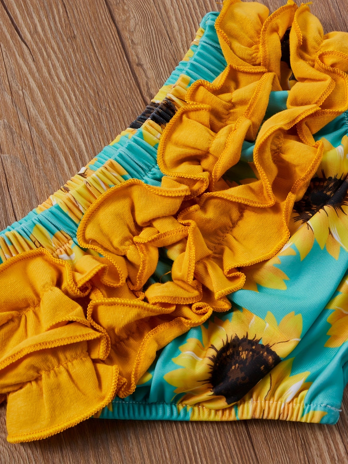 3pcs Baby Girls Bikini Tankini Swimsuit Sunflower Graphic Bow .