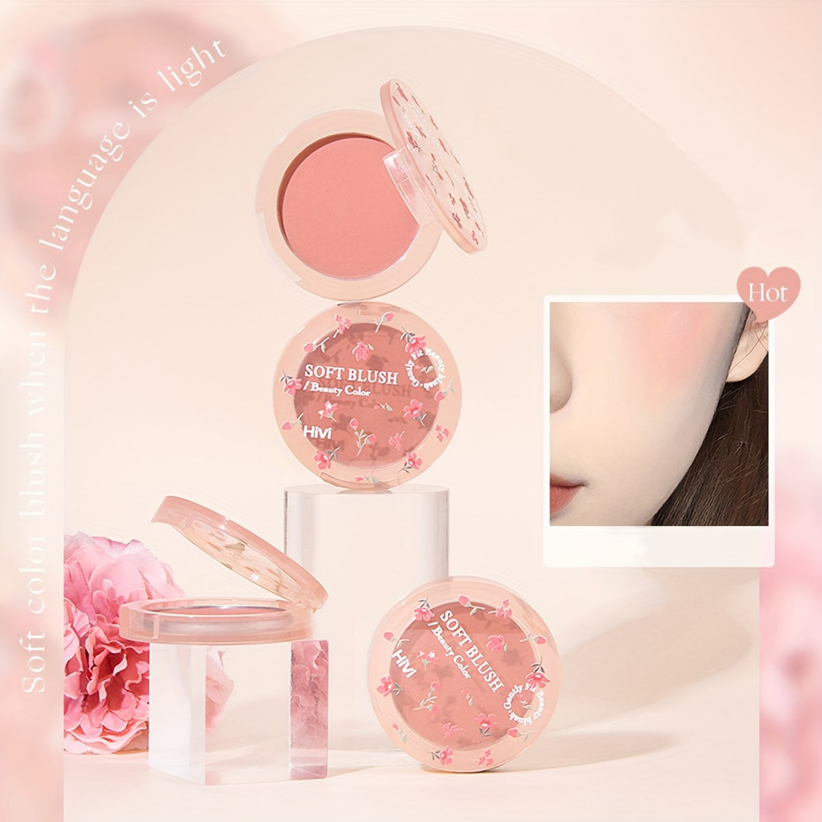 8pcs Flower Language Makeup Gift Box, Velvet Lip Gloss Lipstick Blush Powder Eyeliner Pen Eyeshadow Palette Cosmetics Set, Ideal Gift For Mother's Day Makeup Set