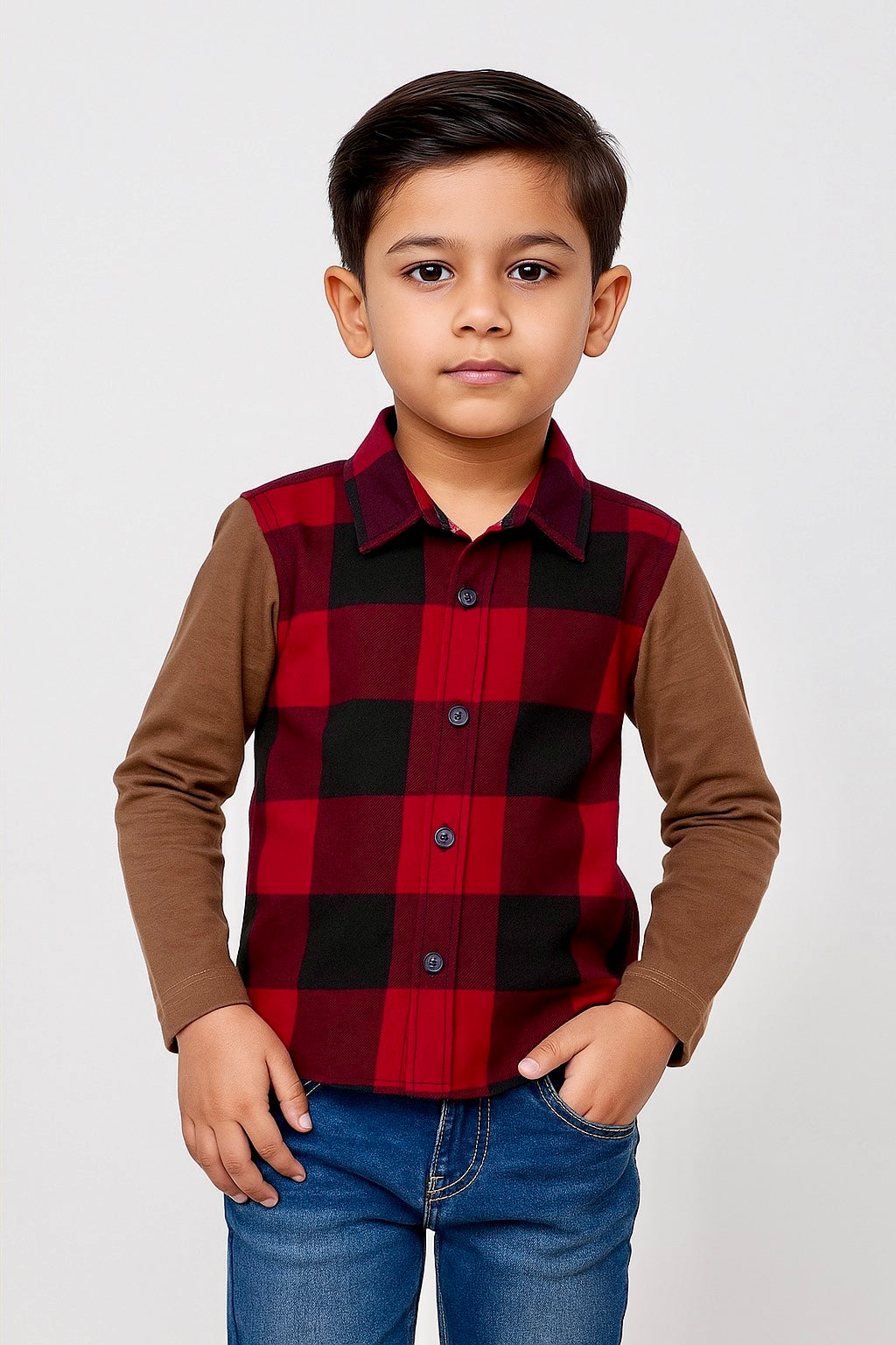Kids Plaid Button Down Shirt Long Sleeve Casual Check Plaid | Ages 2-12 | MH