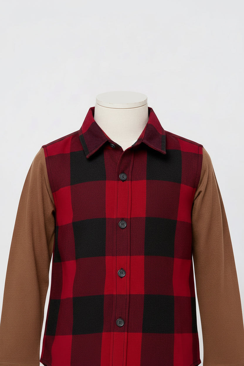 Kids Plaid Button Down Shirt Long Sleeve Casual Check Plaid | Ages 2-12 | MH