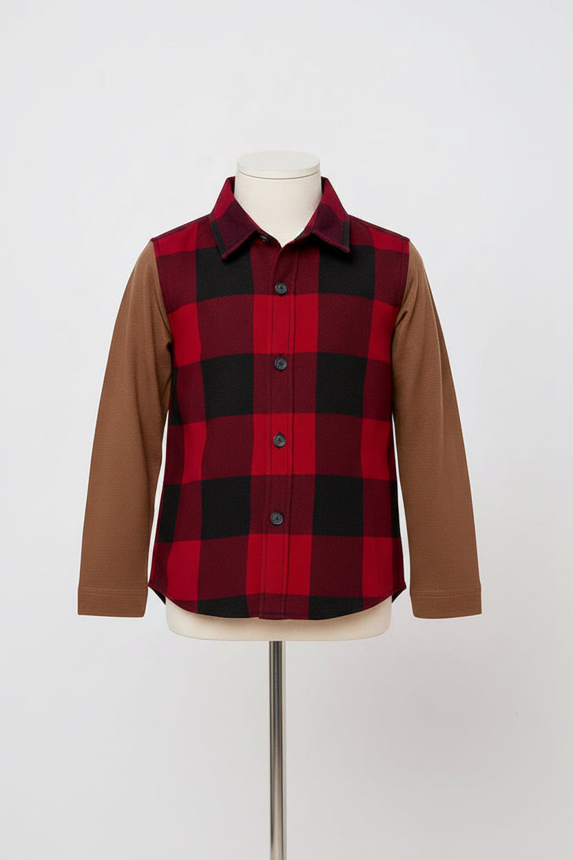 Kids Plaid Button Down Shirt Long Sleeve Casual Check Plaid | Ages 2-12 | MH