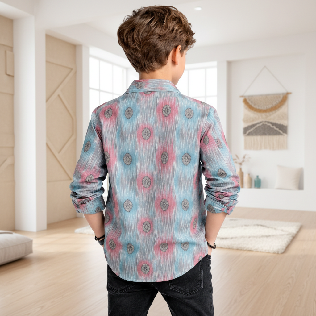 Stylish Printed Cotton Shirt for Boys | Casual Long Sleeve Kids Shirt | Sizes 2-12 Years | MH