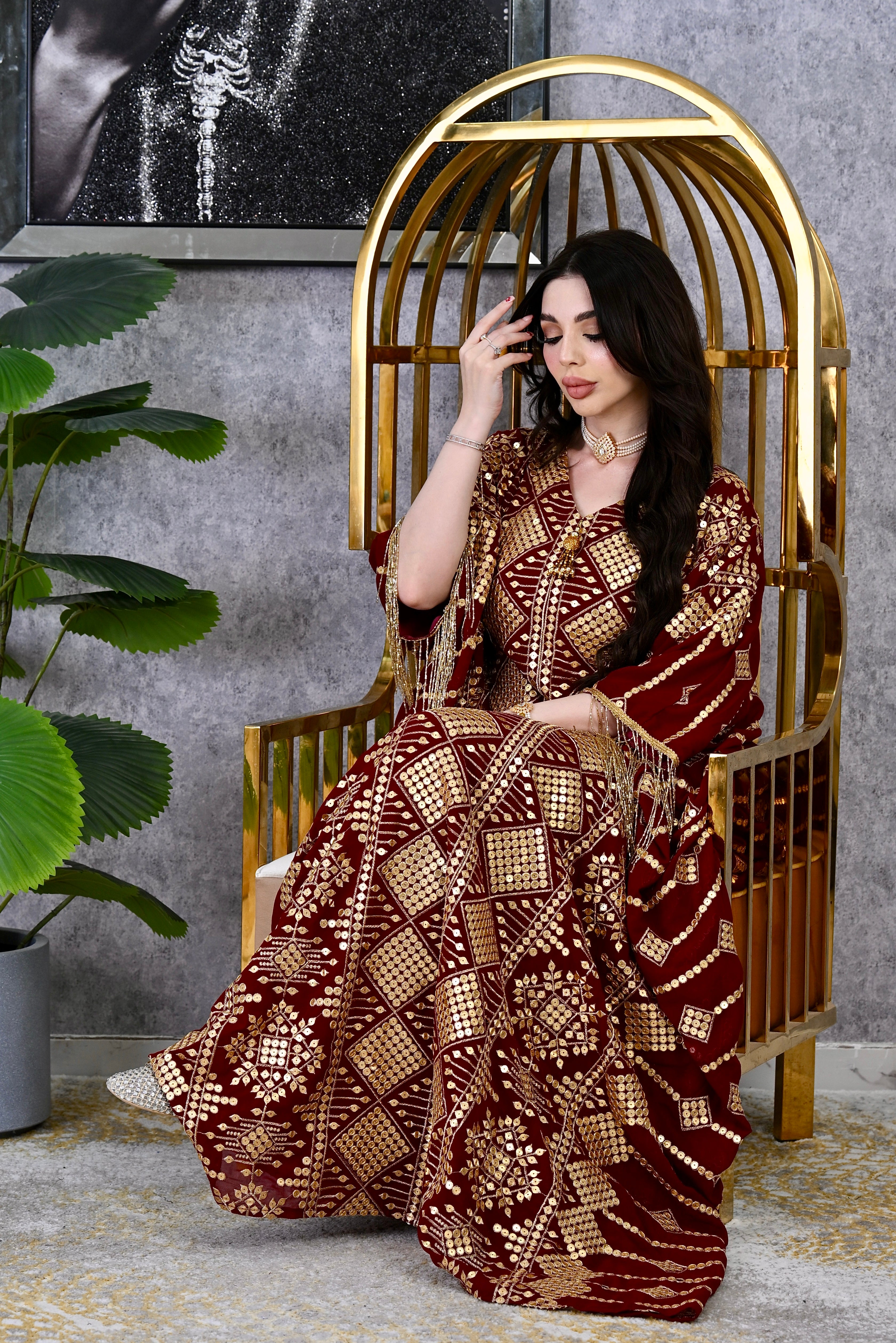 Elite Royal Embroidered Kaftan Gown – Luxury Hand-Crafted Evening Dress | 4 Colors | Sizes M-XXL | MH