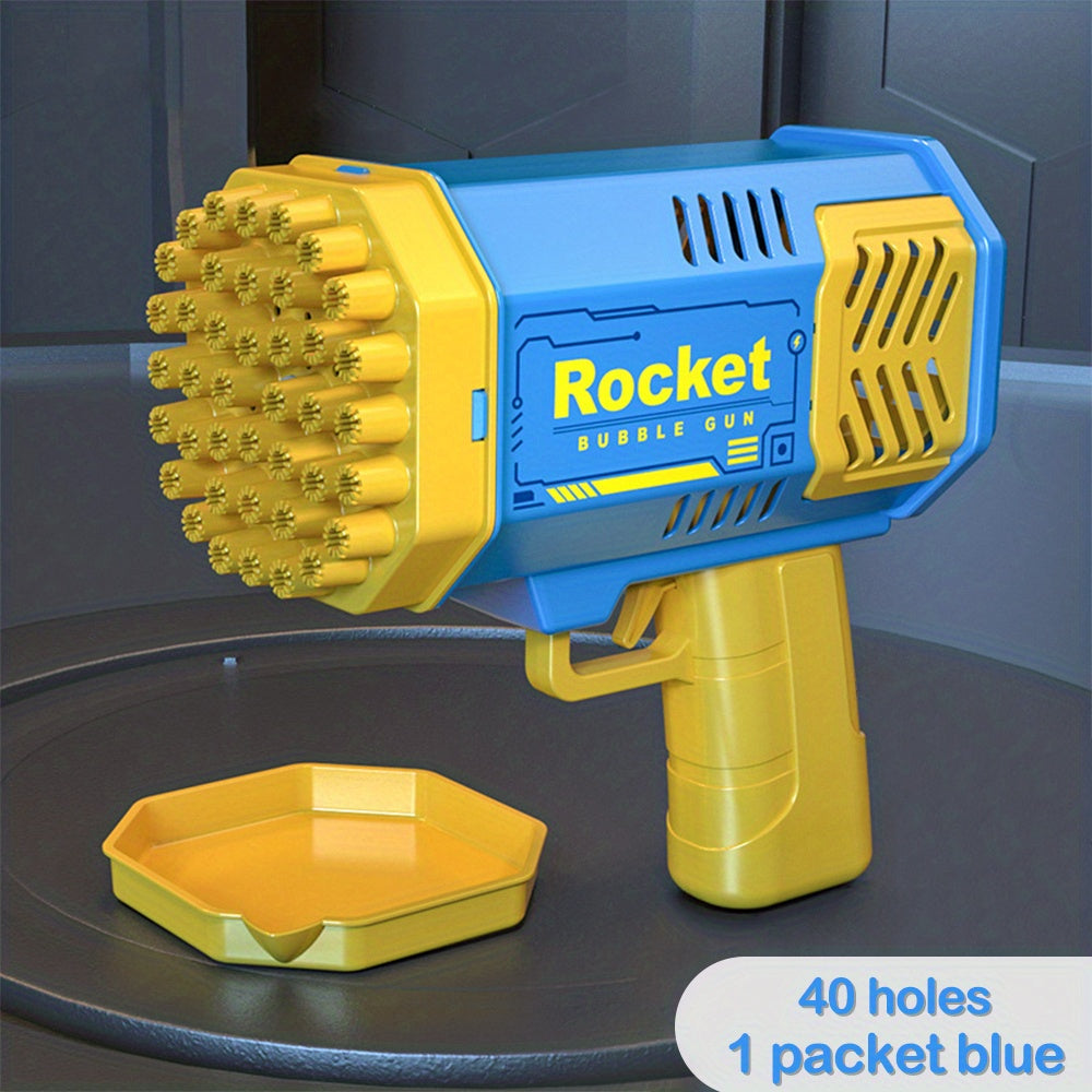 40-hole electric bubble Machine Handheld Gatling Automatic Bubble Gun Children's Portable Outdoor Party Toy LED Light Hair Dryer, As Halloween, Chrismas Gift ( without bubble liquid and battery)