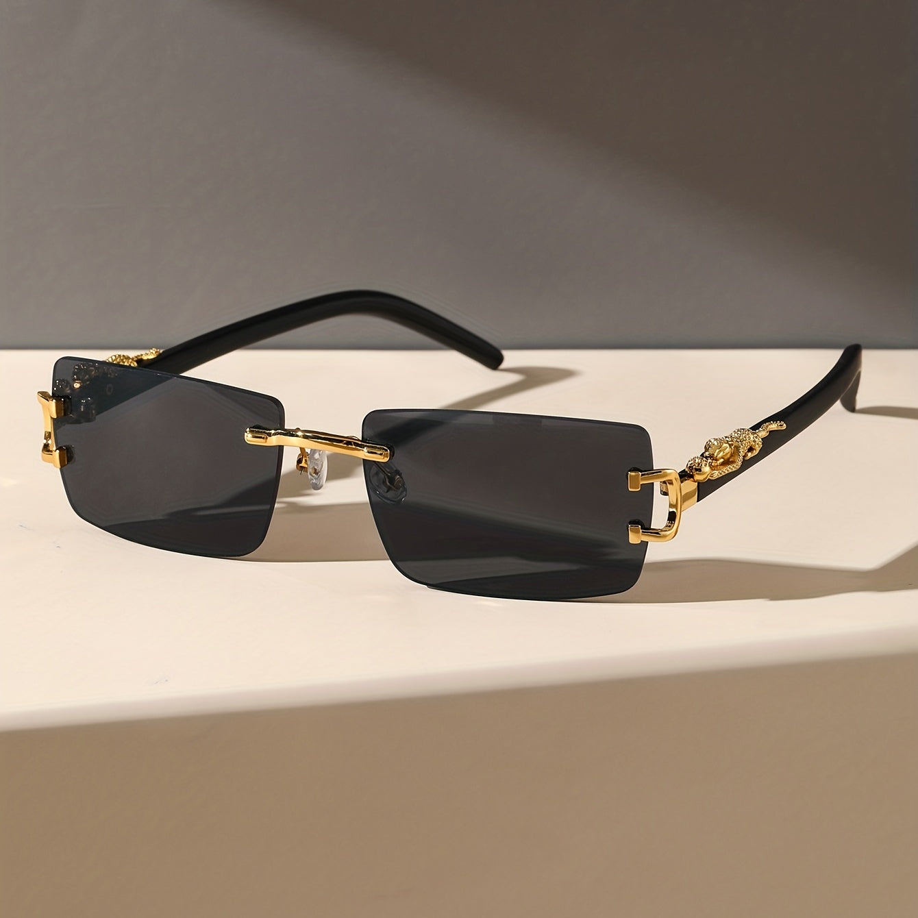 Cheetah Leopard Rectangle For Women Men Rimless Animal Charm