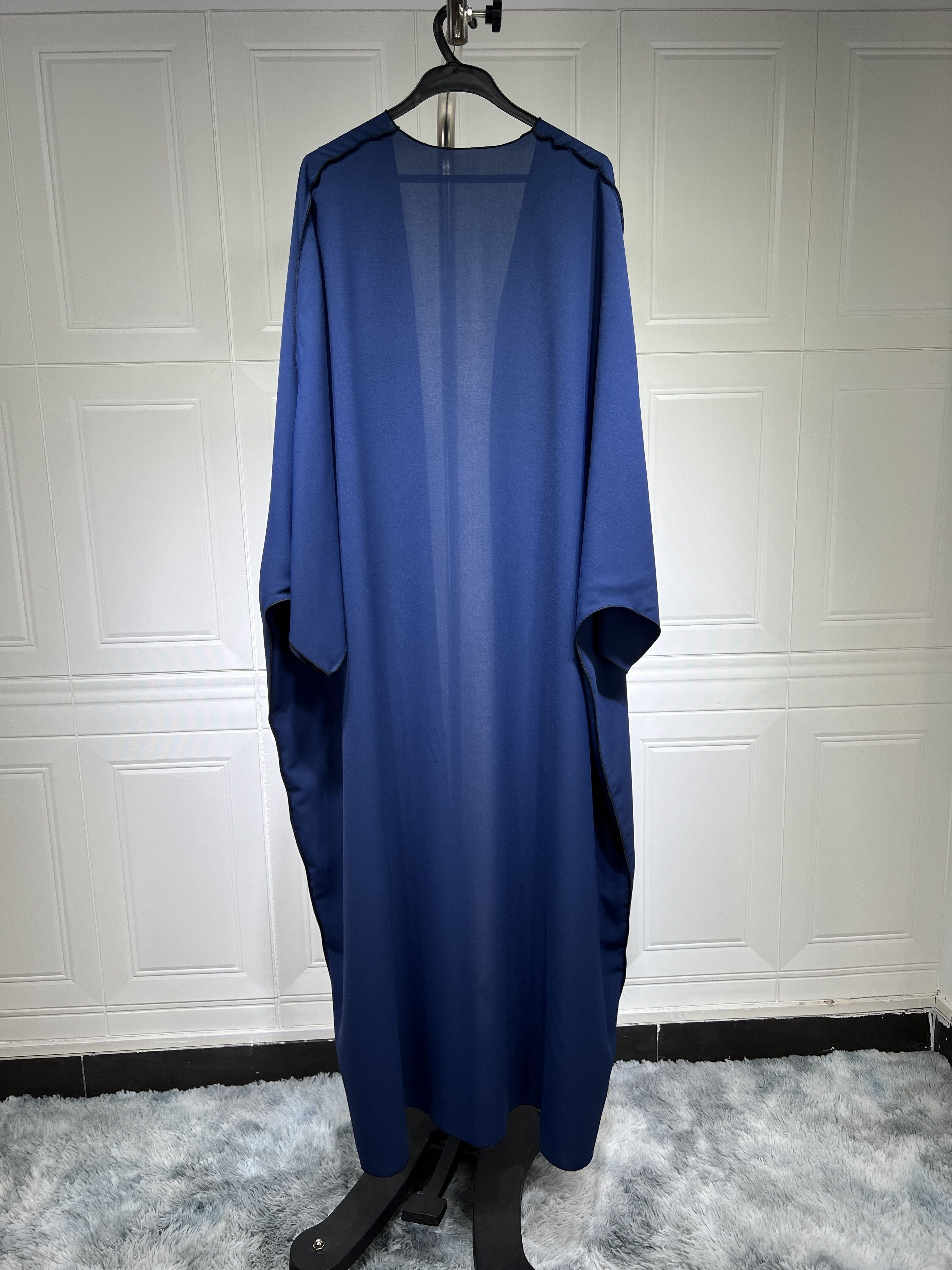 Solid Crew Neck Long Sleeve Kaftan Dress, /MH