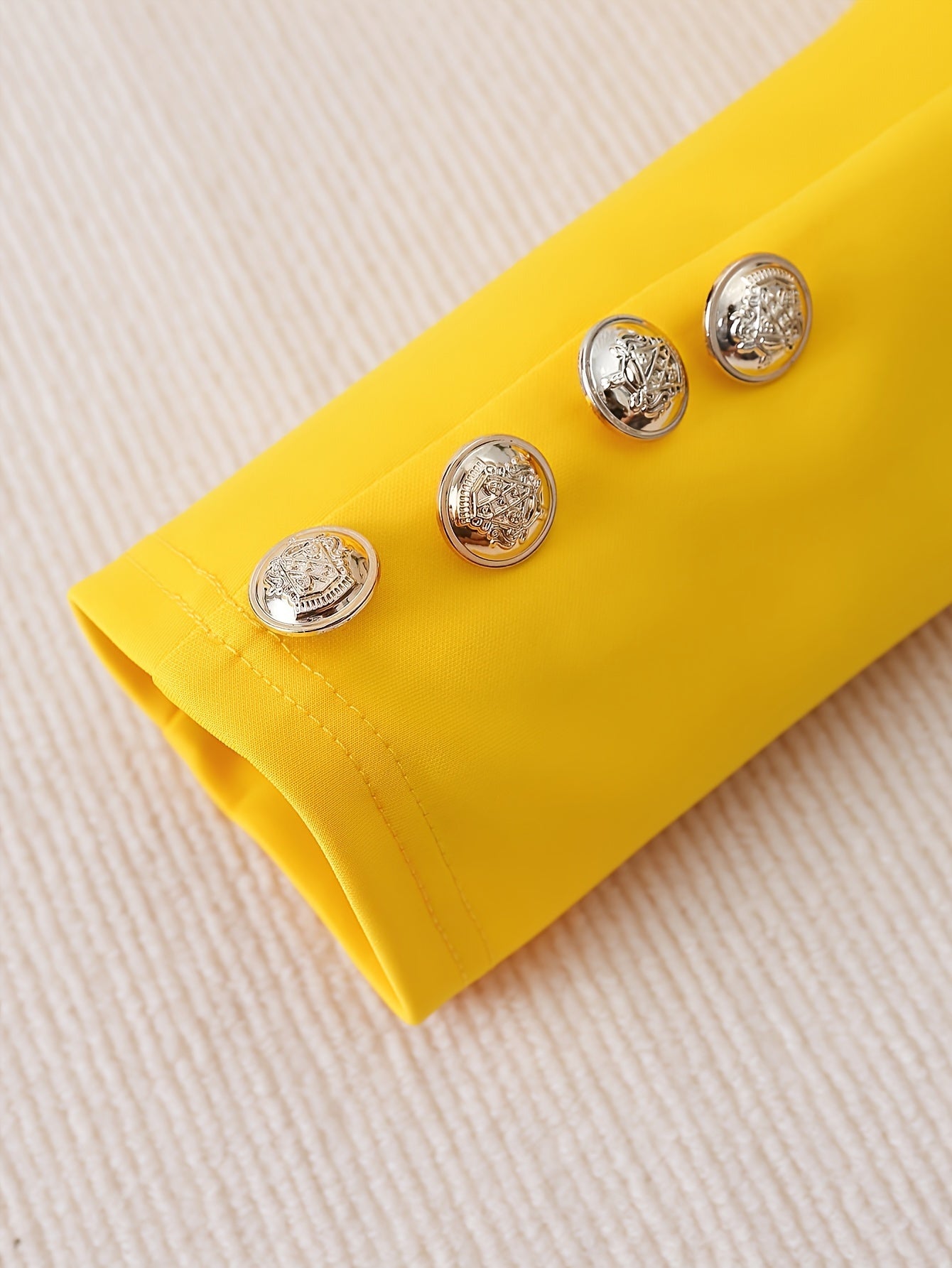 Elegant Floral Print Suit Set, Double-breasted Long Sleeve.